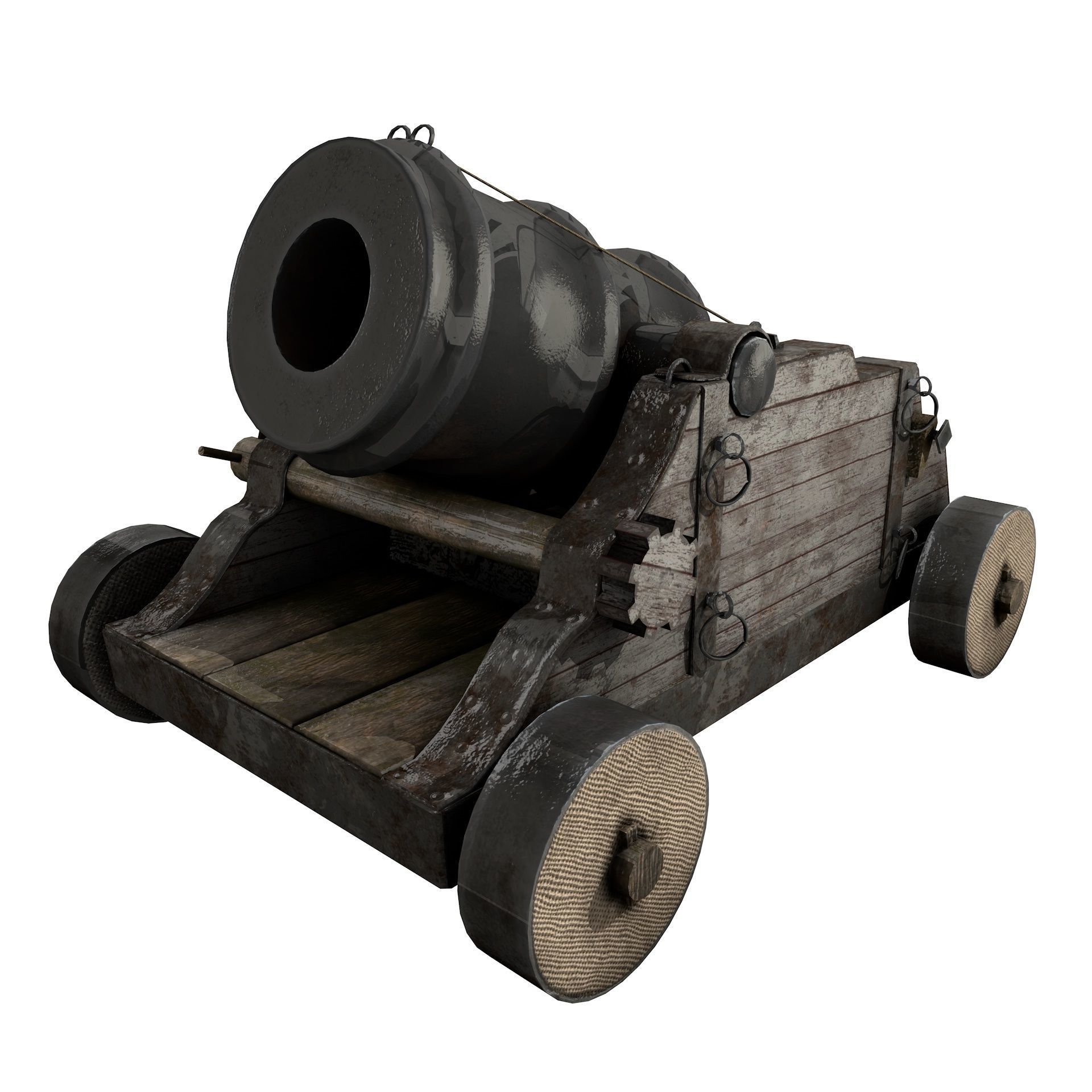 15th Century Mortar Cannon Rusty Low Poly  Low-poly 3D model_11