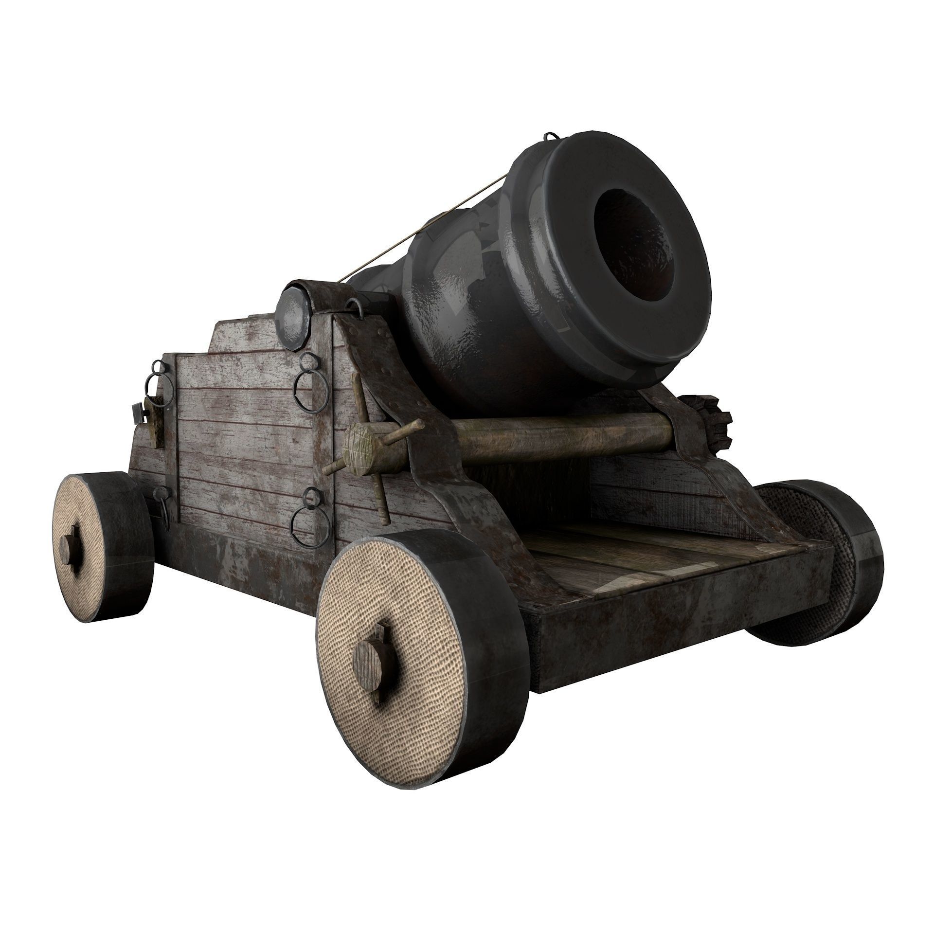 15th Century Mortar Cannon Rusty Low Poly  Low-poly 3D model_12
