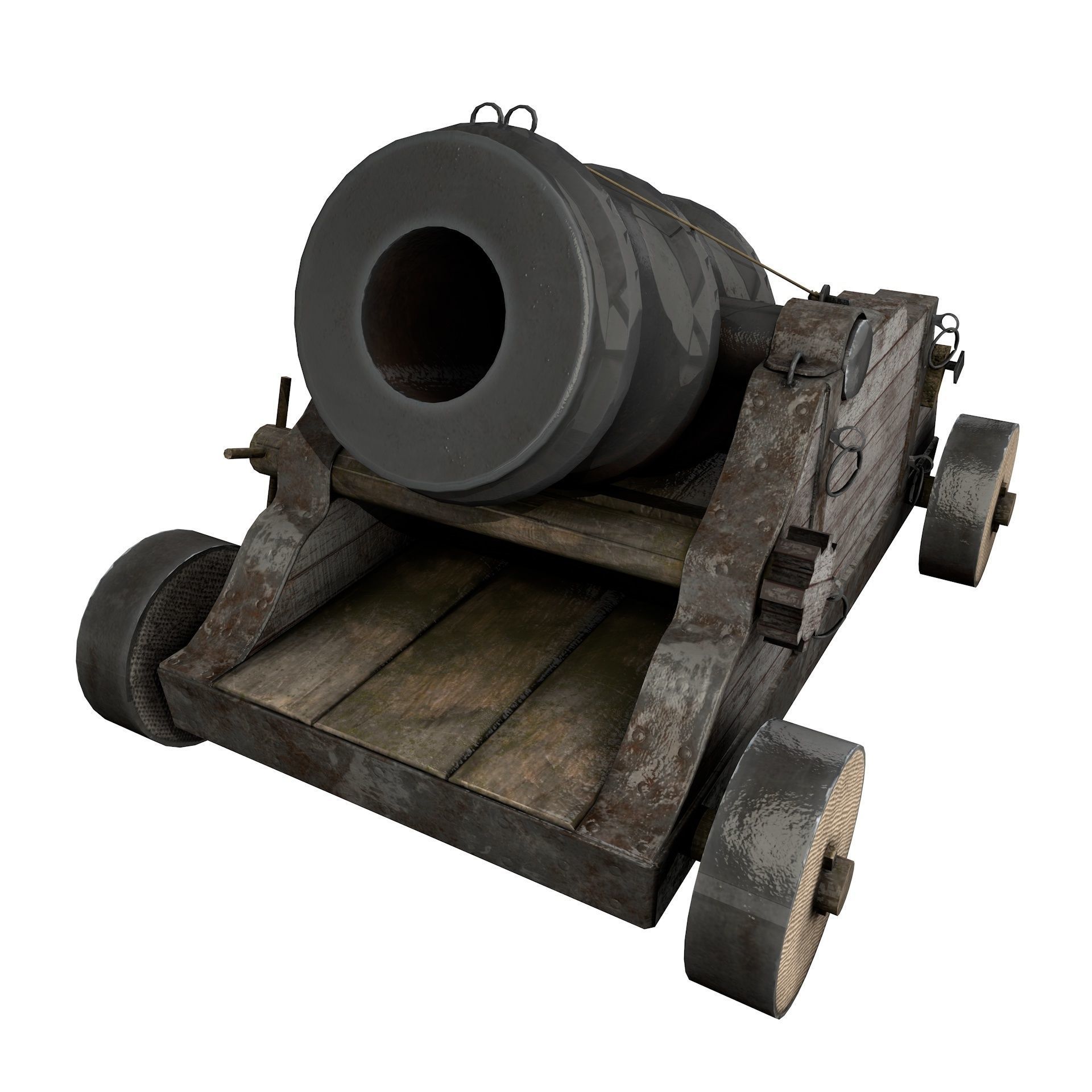 15th Century Mortar Cannon Rusty Low Poly  Low-poly 3D model_8