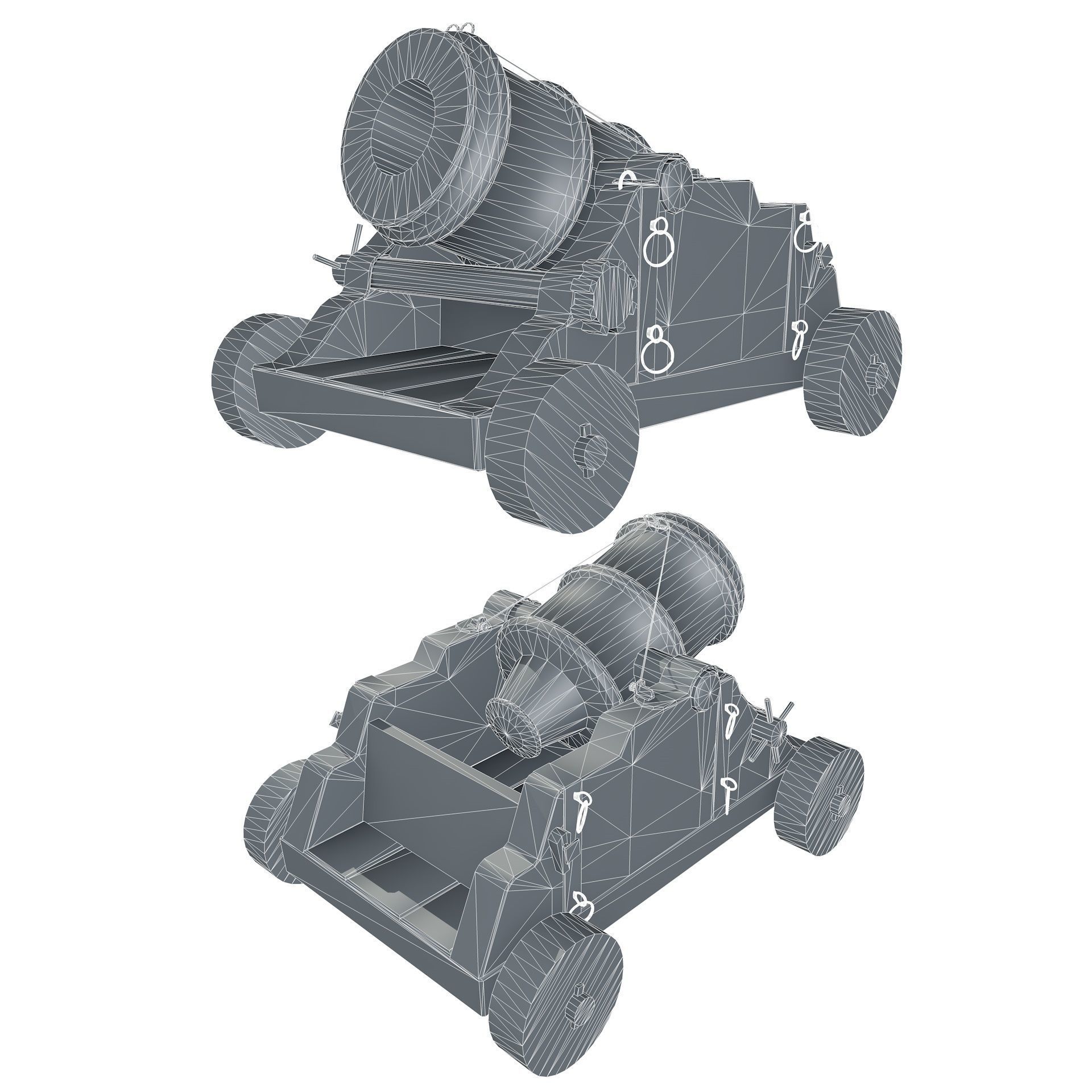 15th Century Mortar Cannon Rusty Low Poly  Low-poly 3D model_15