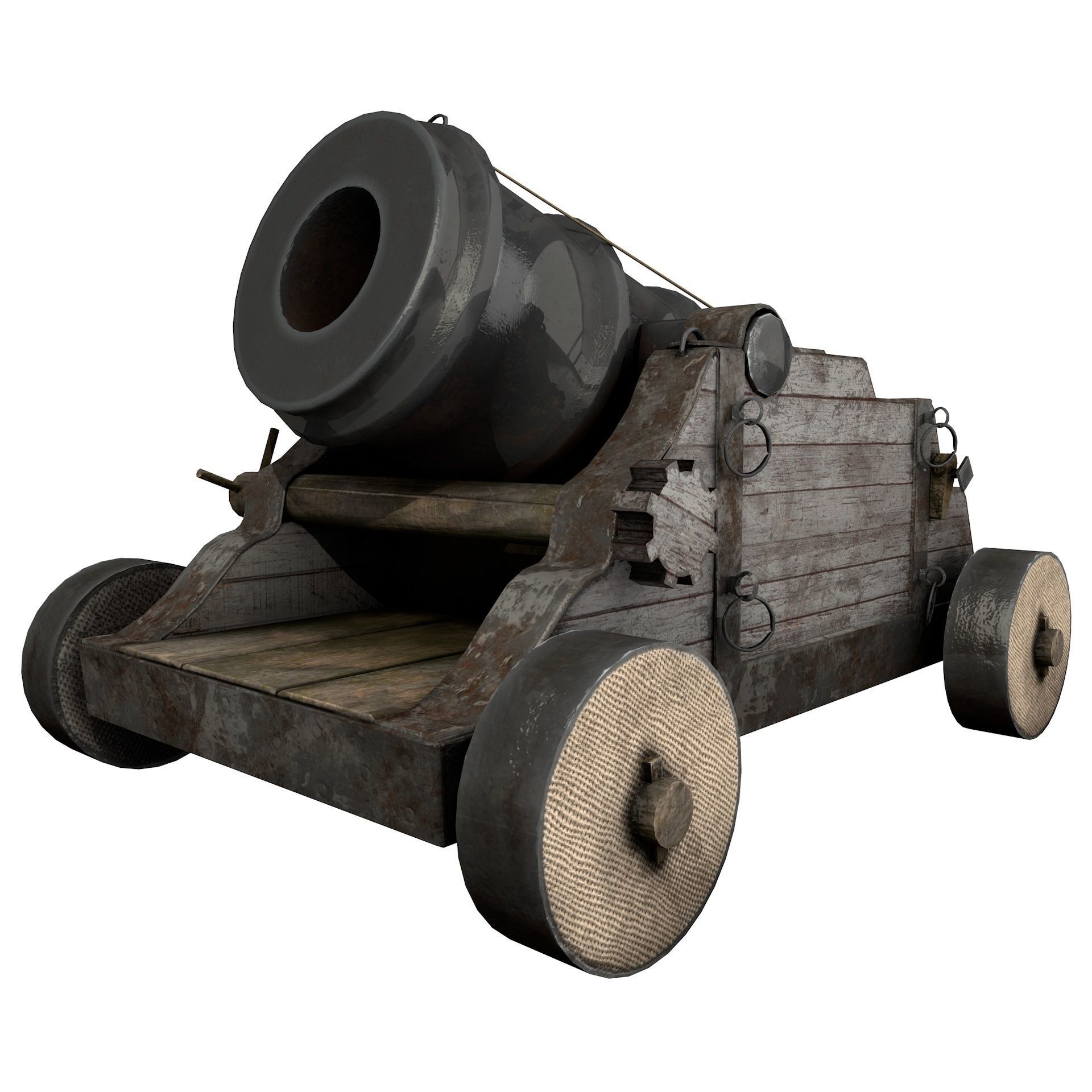 15th Century Mortar Cannon Rusty Low Poly  Low-poly 3D model_7