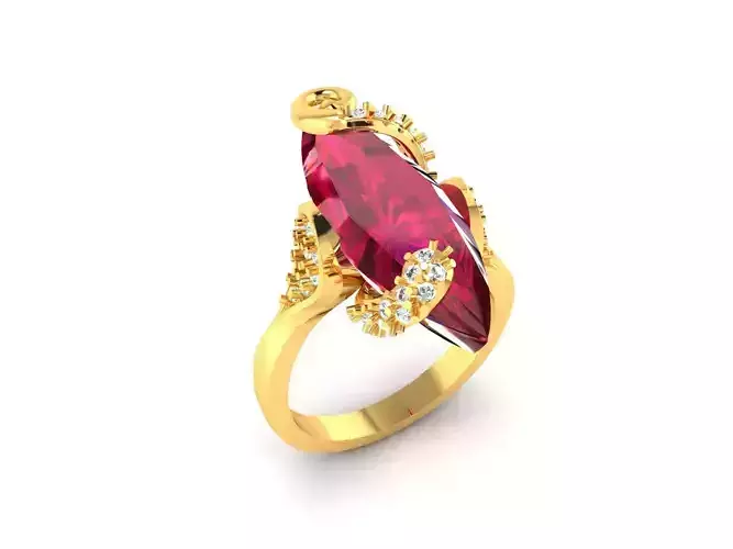 Solitaire Women Engagement Wedding Marquise Ring 3D print model