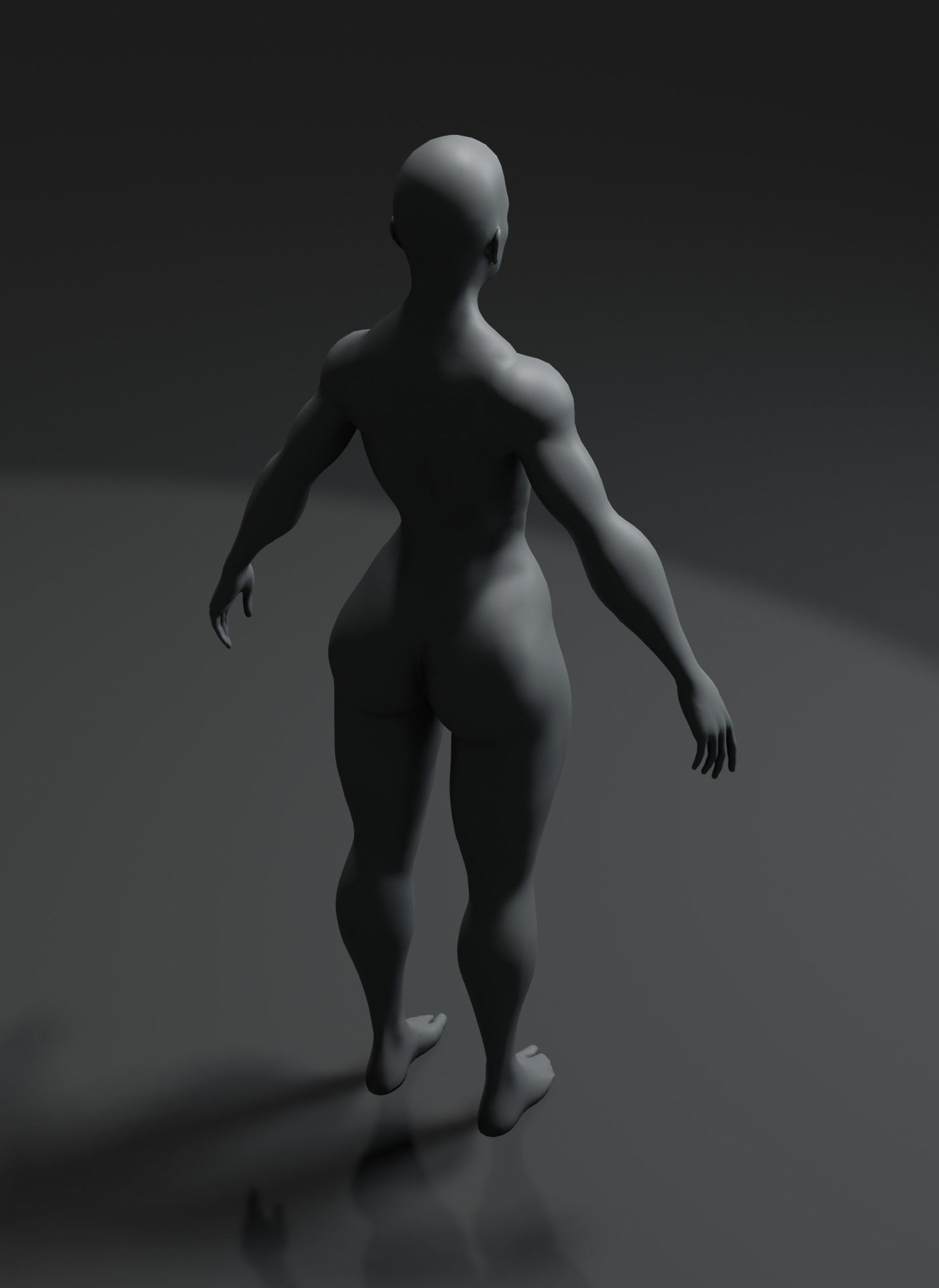 Strong Male Female Body Base Mesh Animated Rigged 3D Model 20k Low-poly 3D model_16