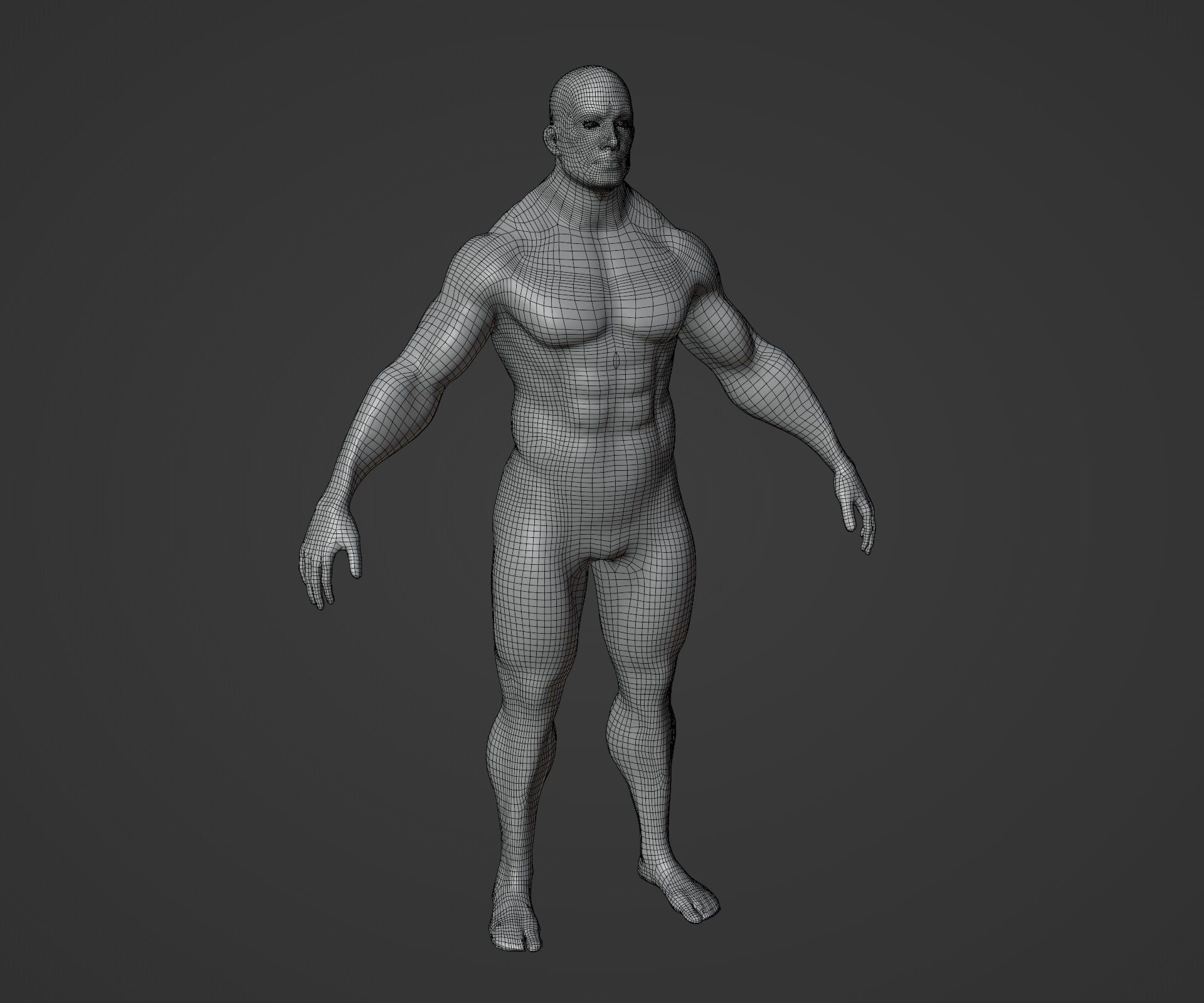 Strong Male Female Body Base Mesh Animated Rigged 3D Model 20k Low-poly 3D model_7