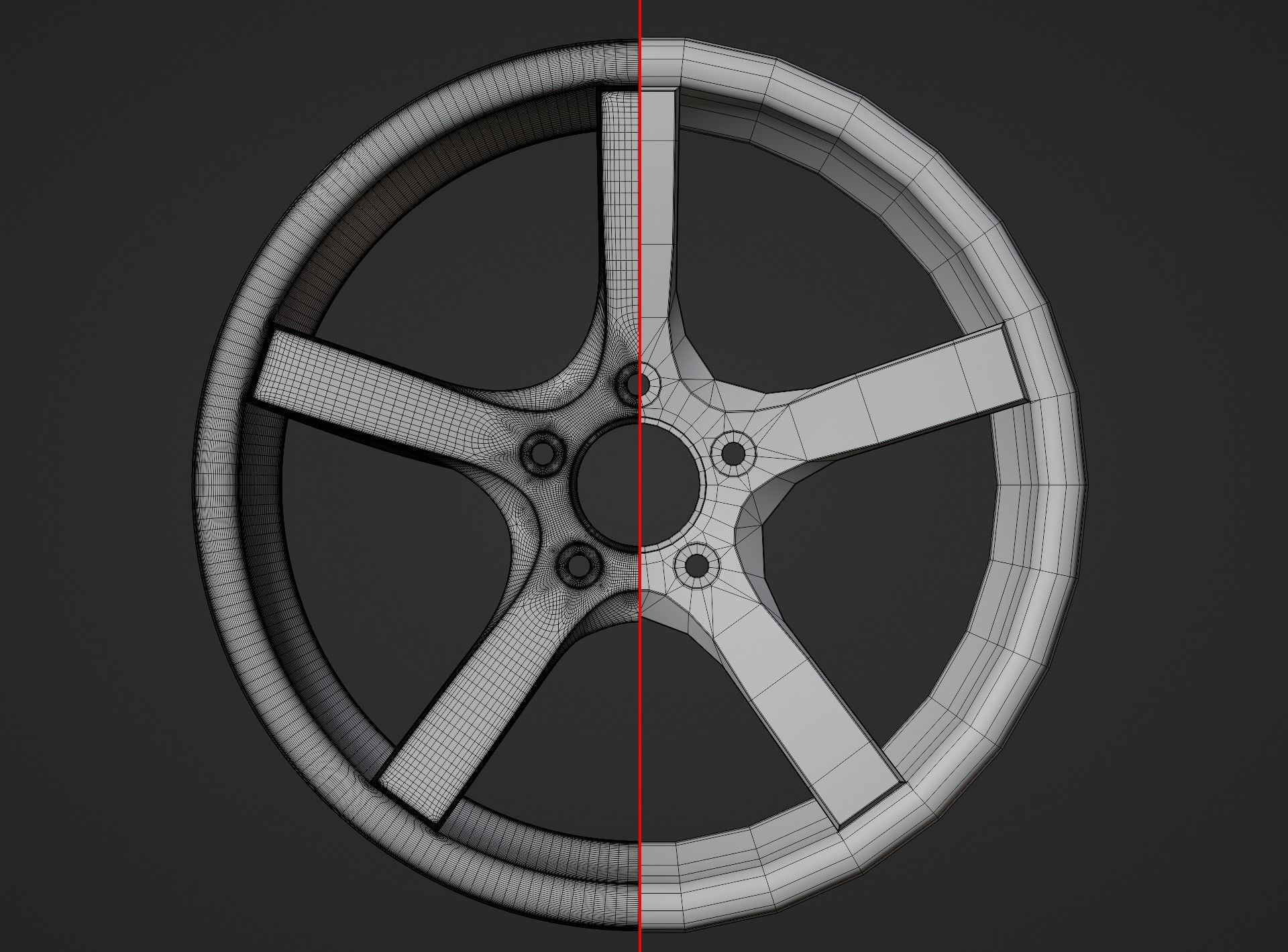 Polished rim without tire Low-poly 3D model_10