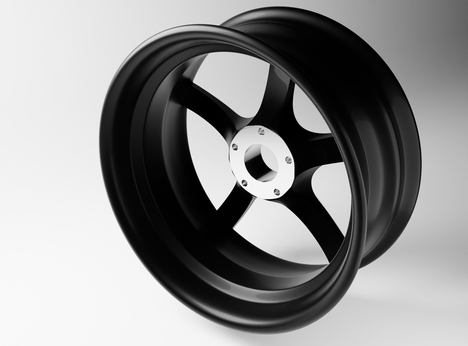 Polished rim without tire Low-poly 3D model_4