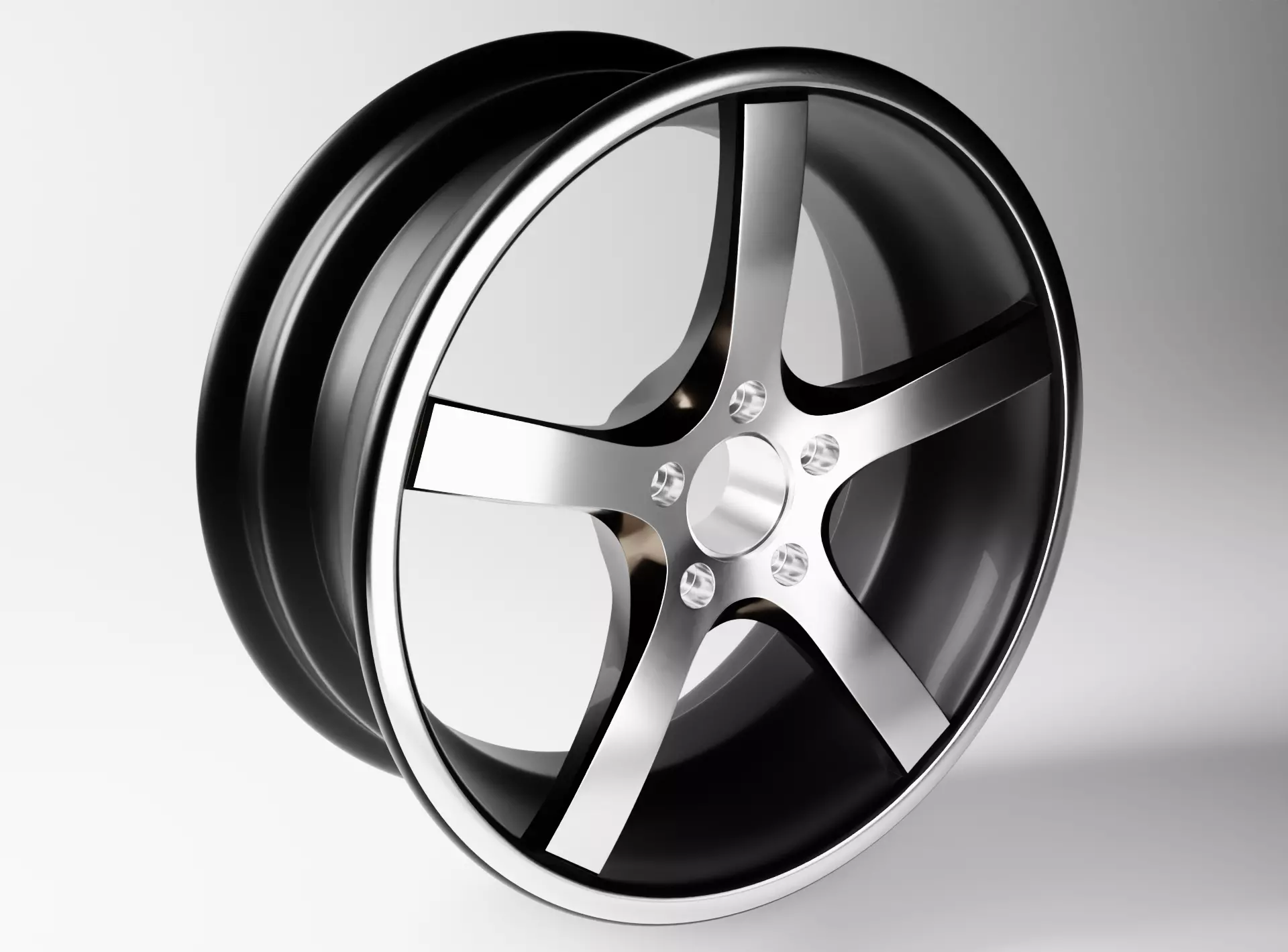 Polished rim without tire Low-poly 3D model_0