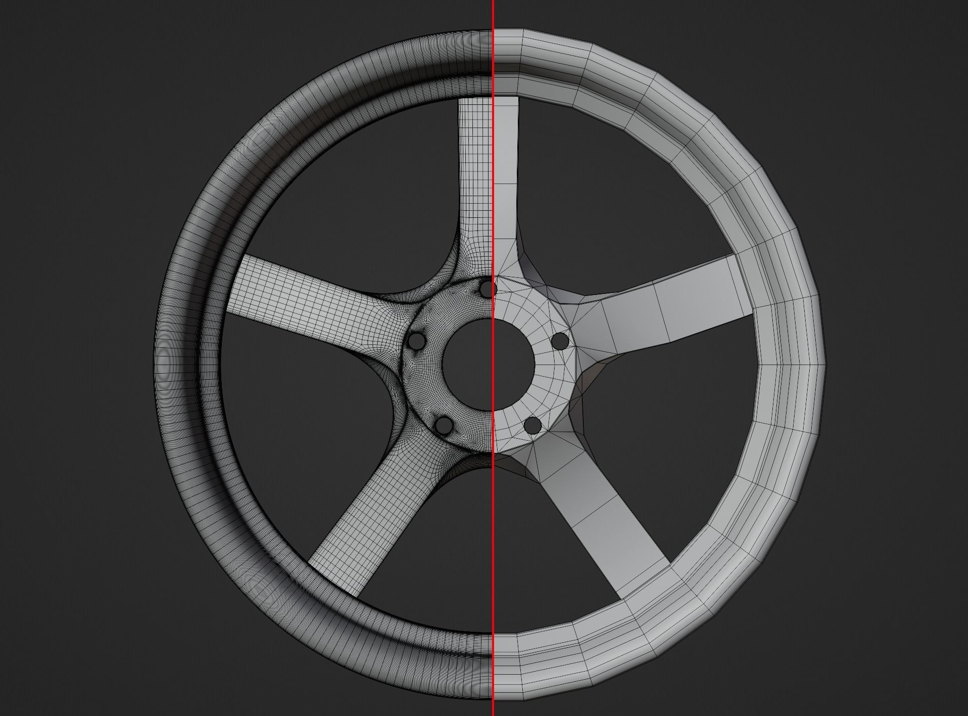 Polished rim without tire Low-poly 3D model_11