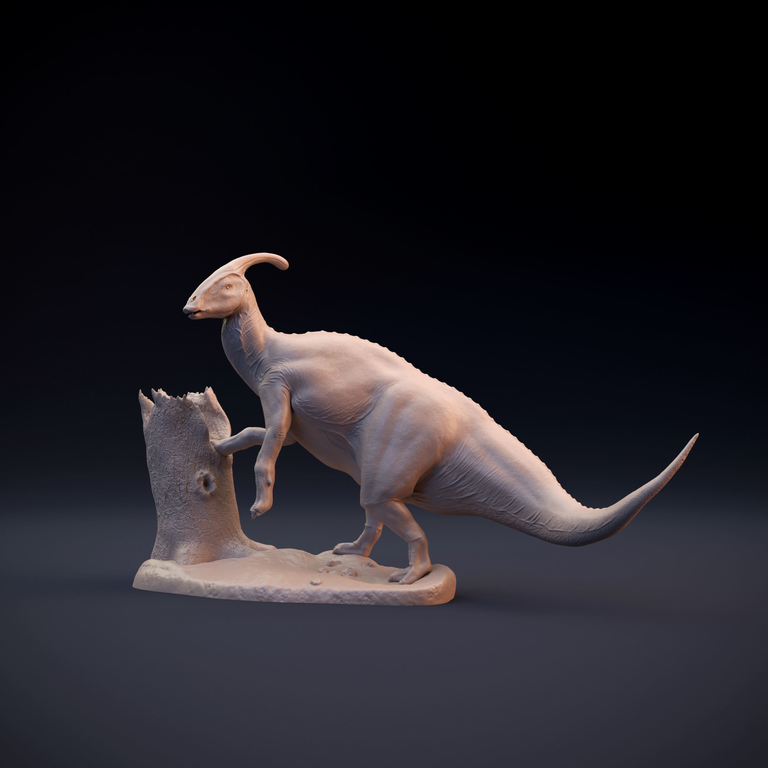 Parasaurolophus walkeri leaning 3D print model_1