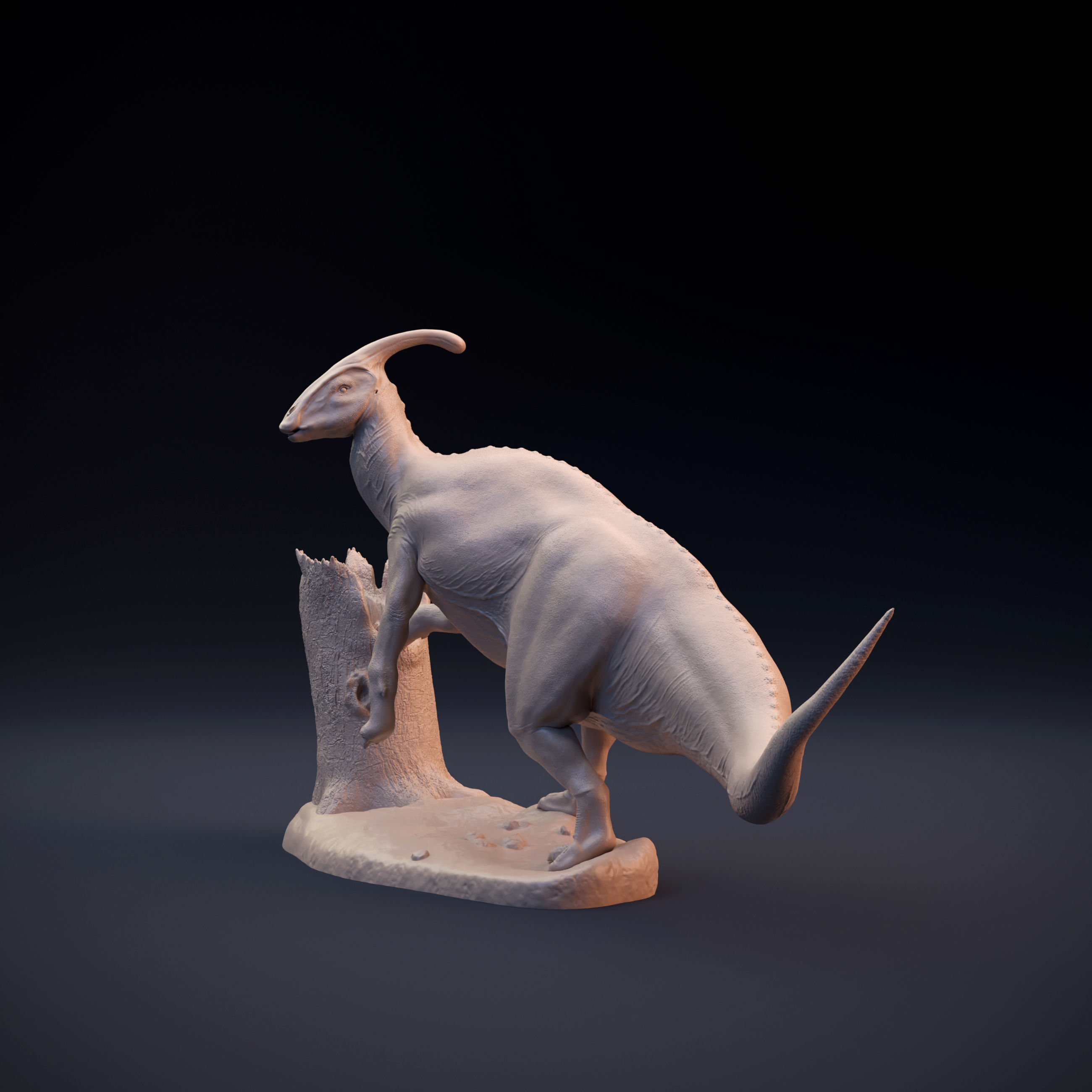 Parasaurolophus walkeri leaning 3D print model_2