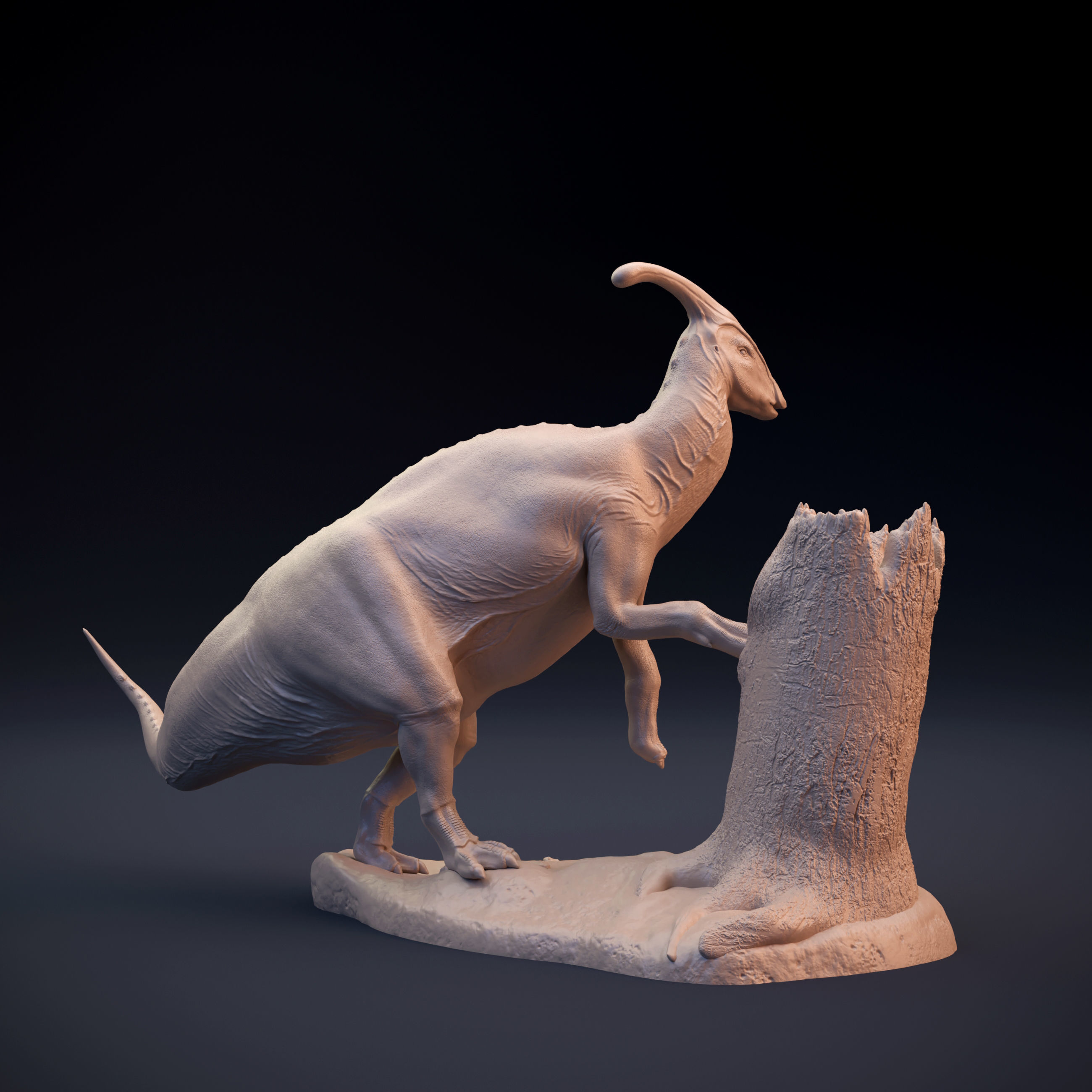 Parasaurolophus walkeri leaning 3D print model_4