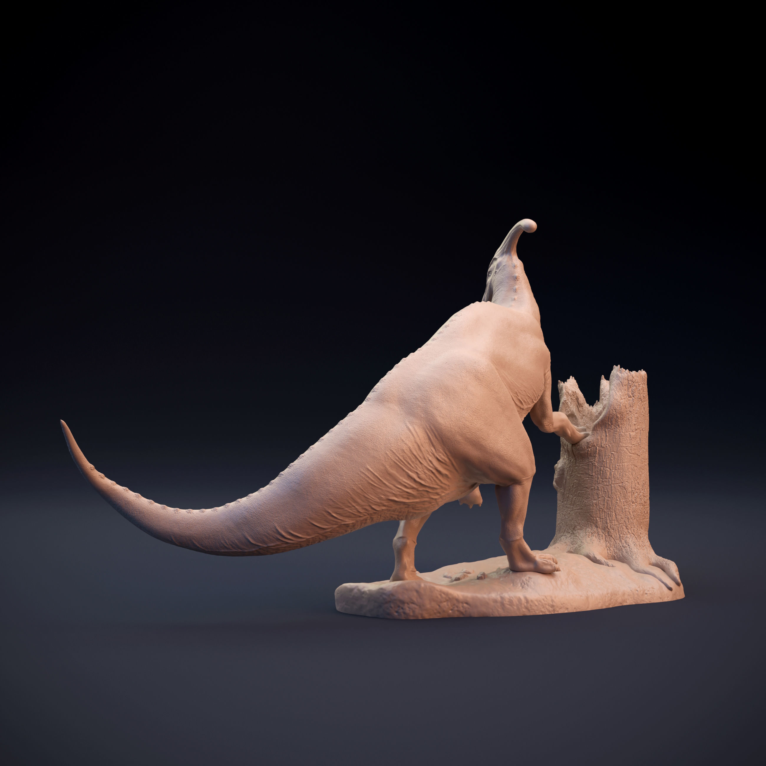 Parasaurolophus walkeri leaning 3D print model_3