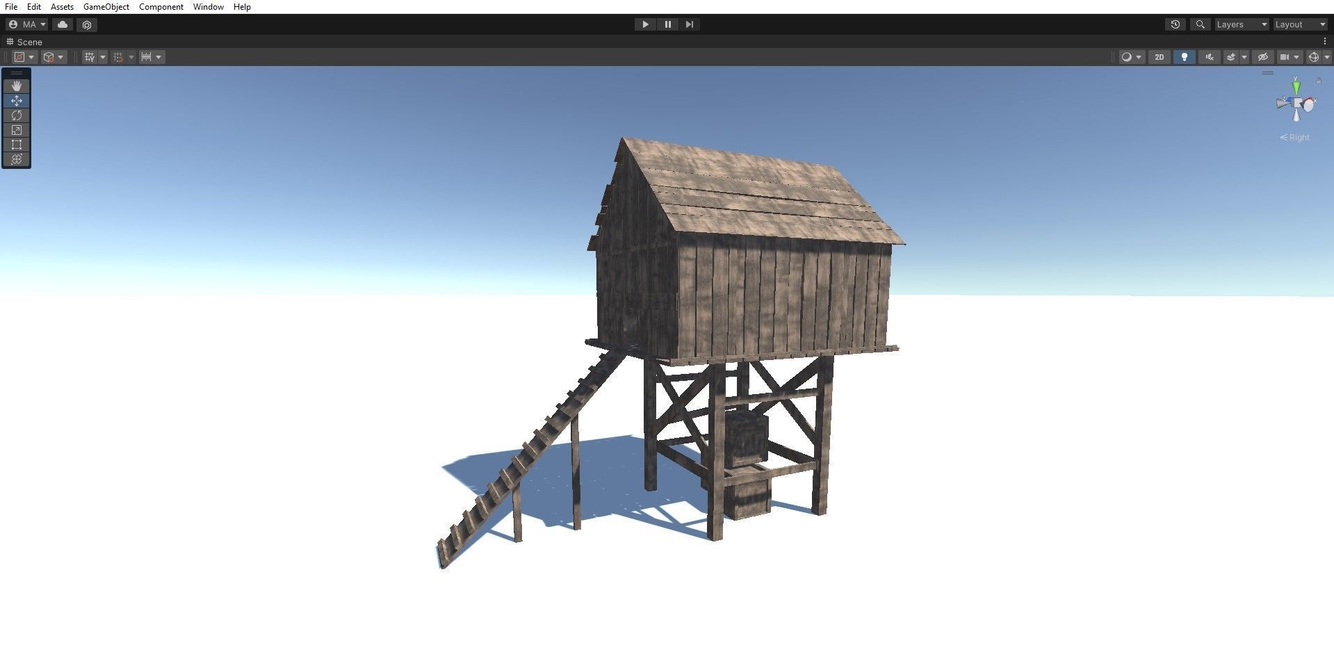 Medieval wooden chicken coop Low-poly 3D model_8