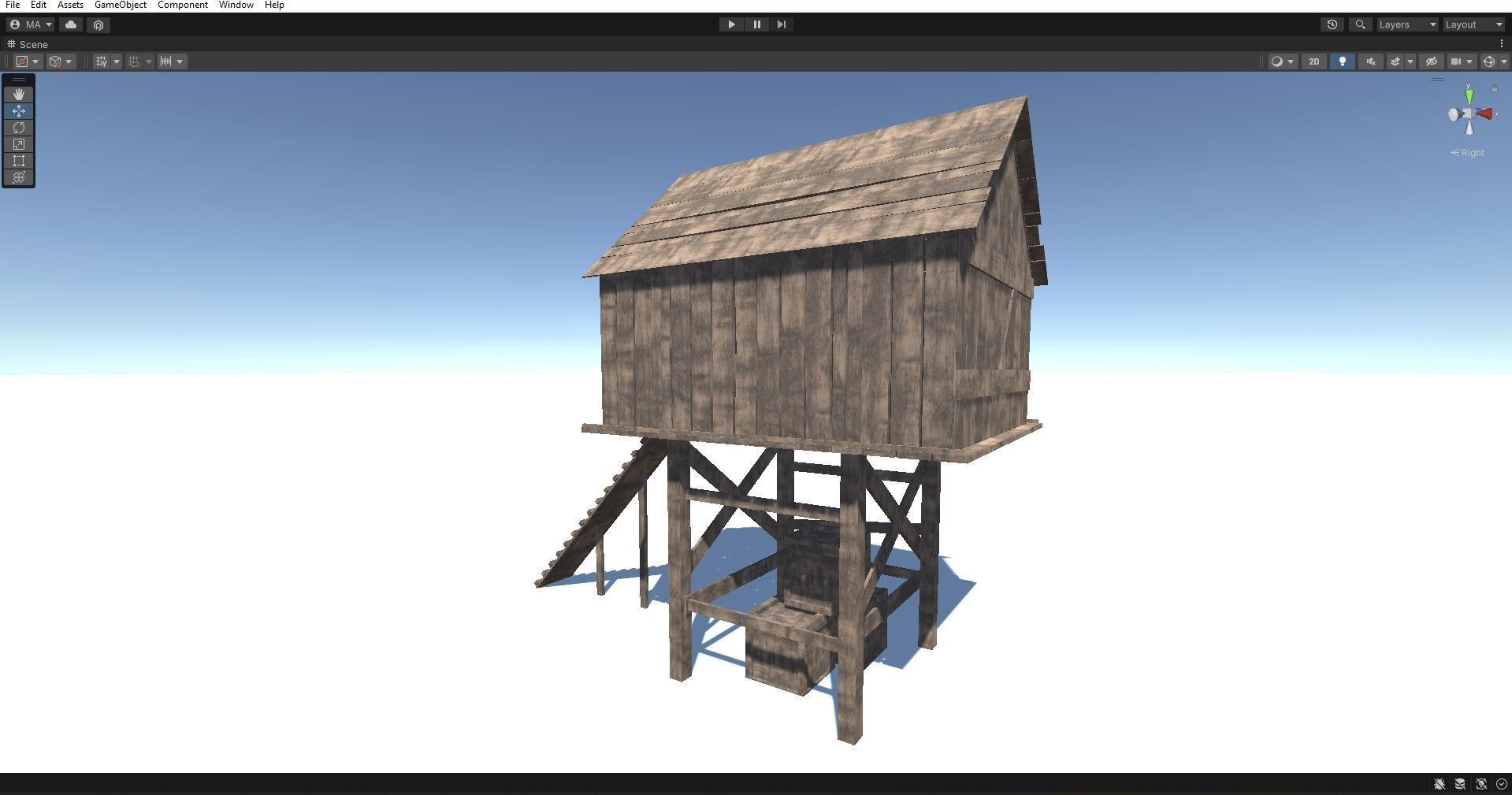 Medieval wooden chicken coop Low-poly 3D model_7