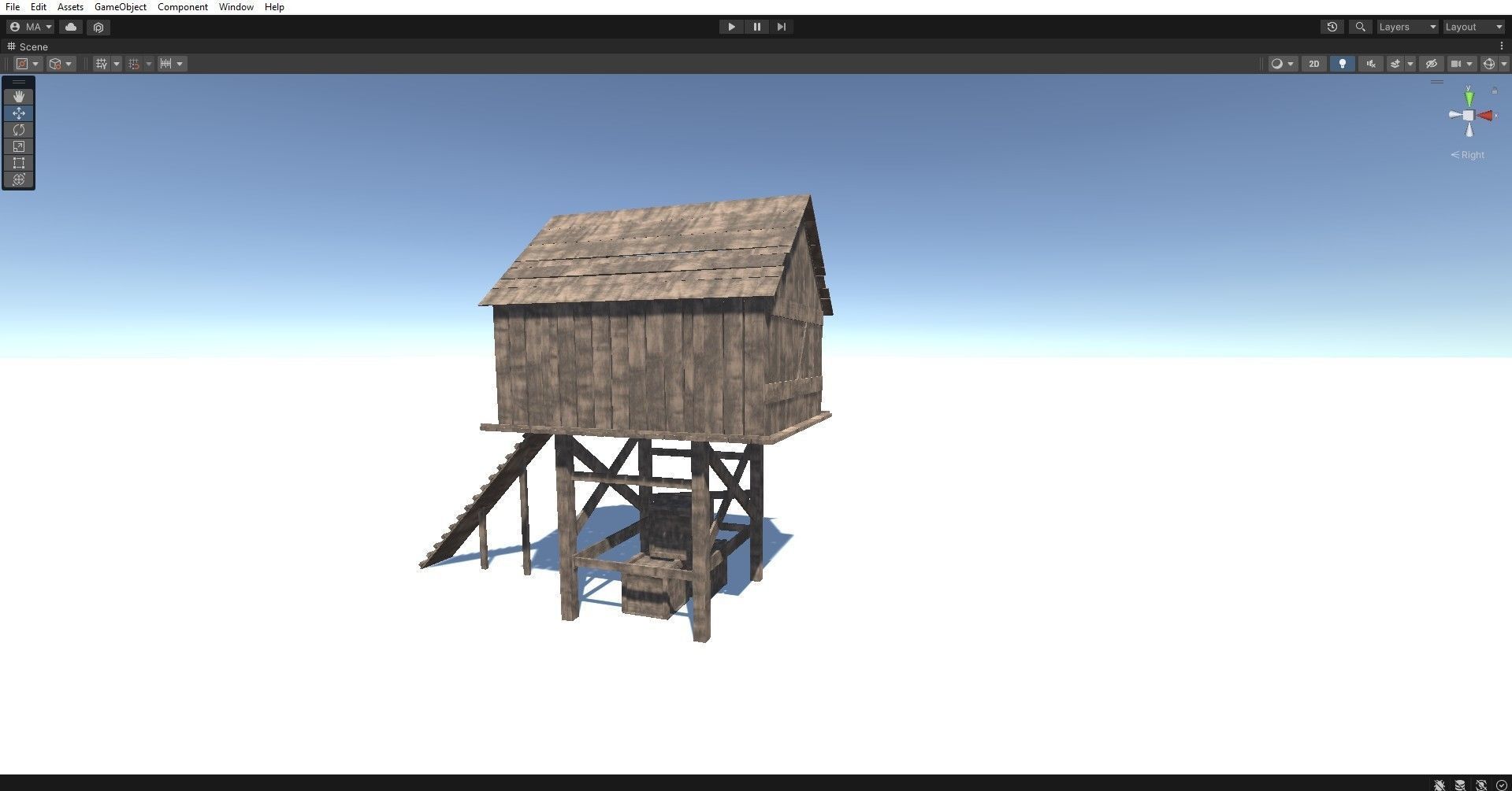 Medieval wooden chicken coop Low-poly 3D model_6