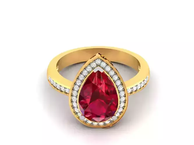 Solitaire Women Engagement Pear Wedding Ring 3D print model
