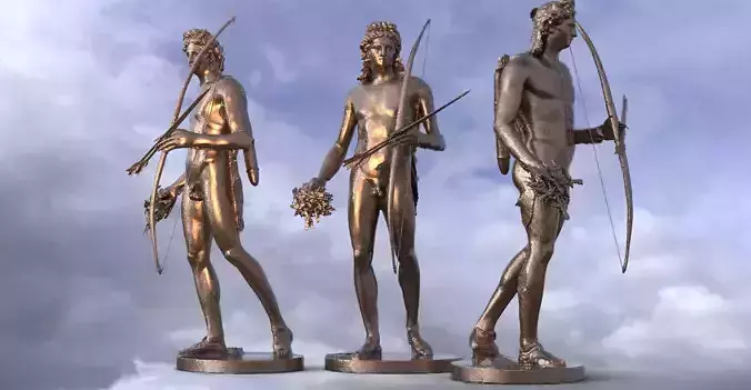 Apollo Greek Sun God sculpture With bow  3D model
