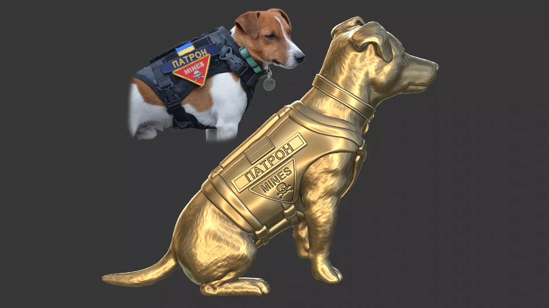 Jack Russell Terrier Patron Ukrainian Dog Landmine Finder 3D print model_0