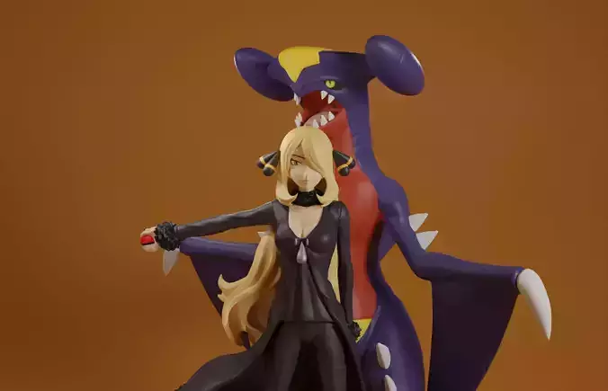 CYNTHIA AND GARCHOMP  3D print model