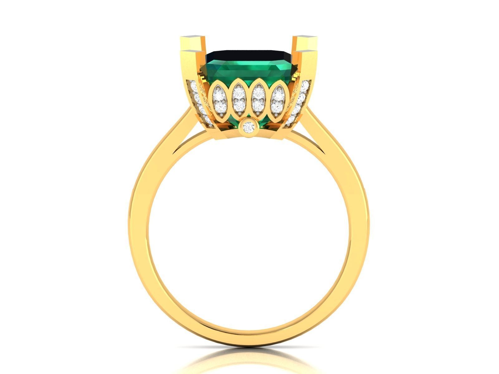 Solitaire Wedding Engagement Asscher Ring 3D print model_3