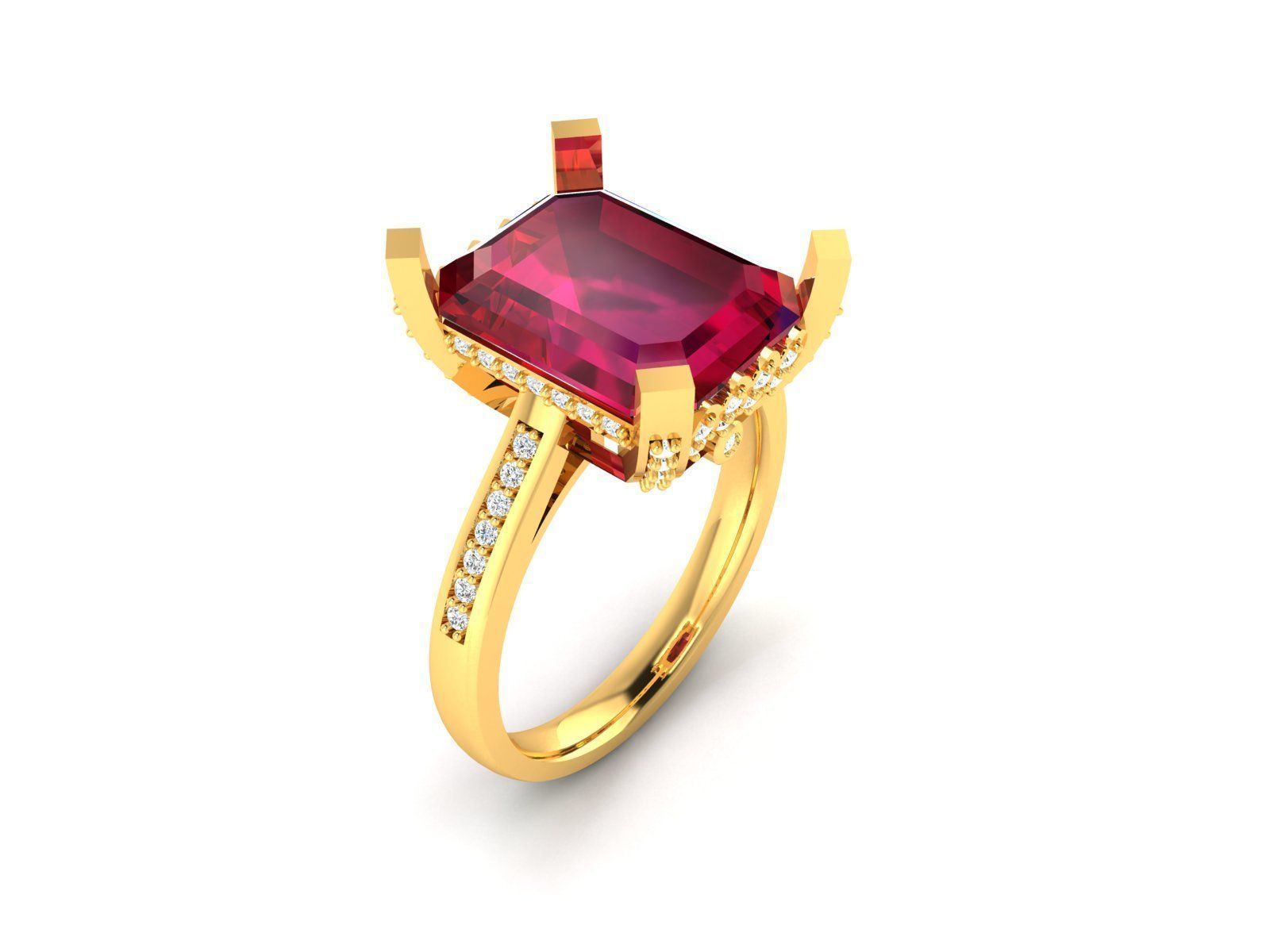 Solitaire Wedding Engagement Asscher Ring 3D print model_9