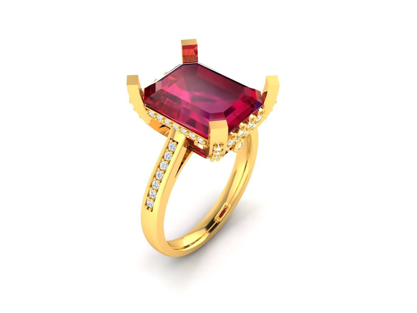 Solitaire Wedding Engagement Asscher Ring 3D print model_10