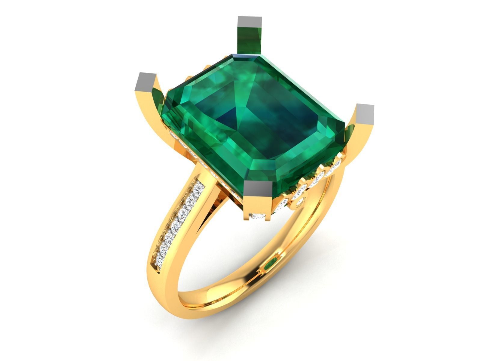 Solitaire Wedding Engagement Asscher Ring 3D print model_1