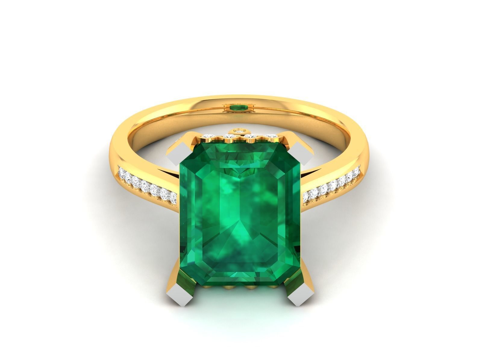 Solitaire Wedding Engagement Asscher Ring 3D print model_7