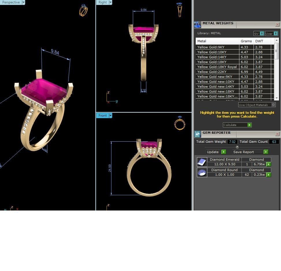 Solitaire Wedding Engagement Asscher Ring 3D print model_15