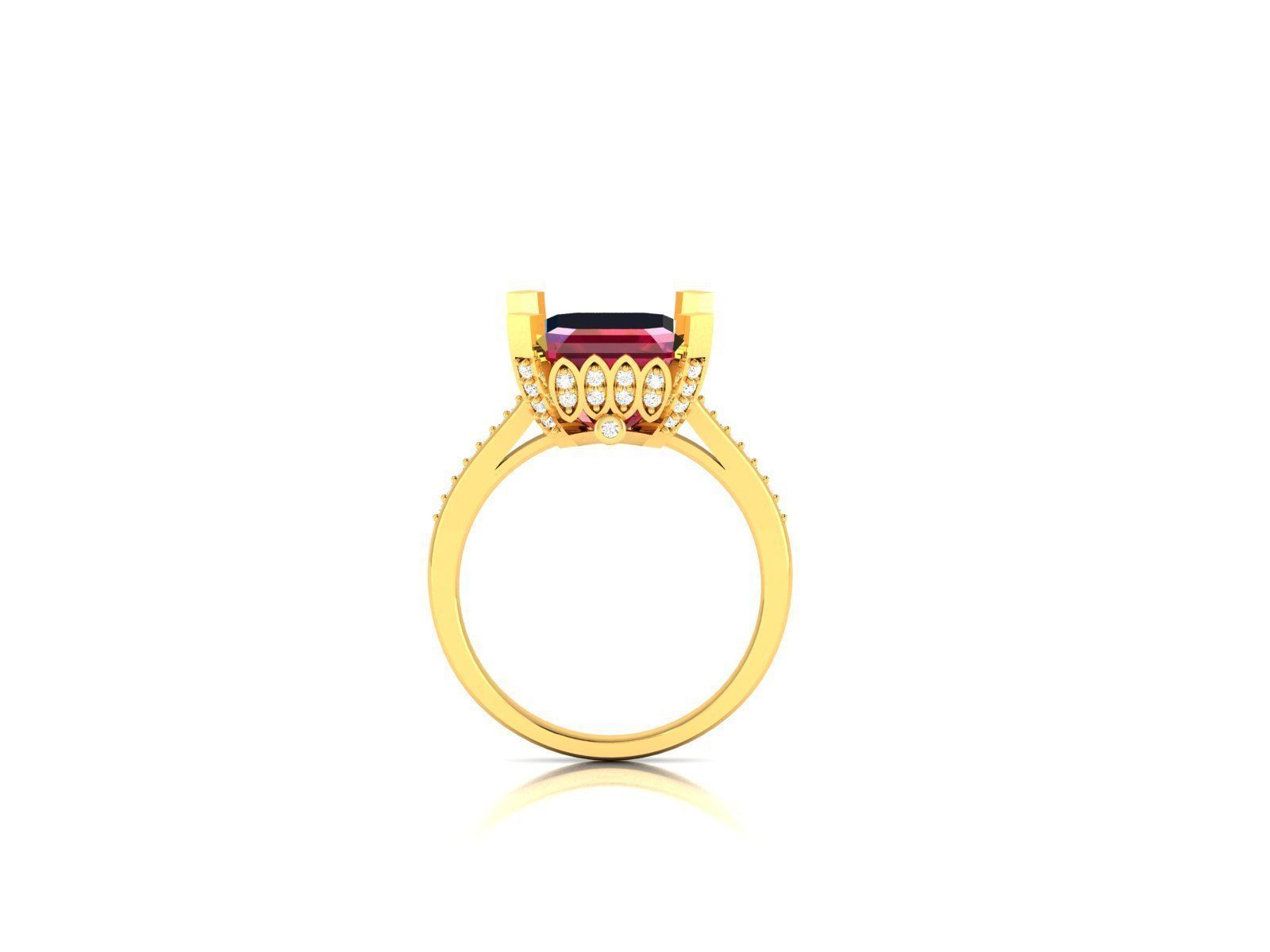 Solitaire Wedding Engagement Asscher Ring 3D print model_11