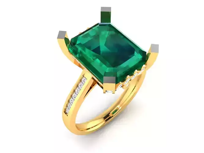 Solitaire Wedding Engagement Asscher Ring 3D print model