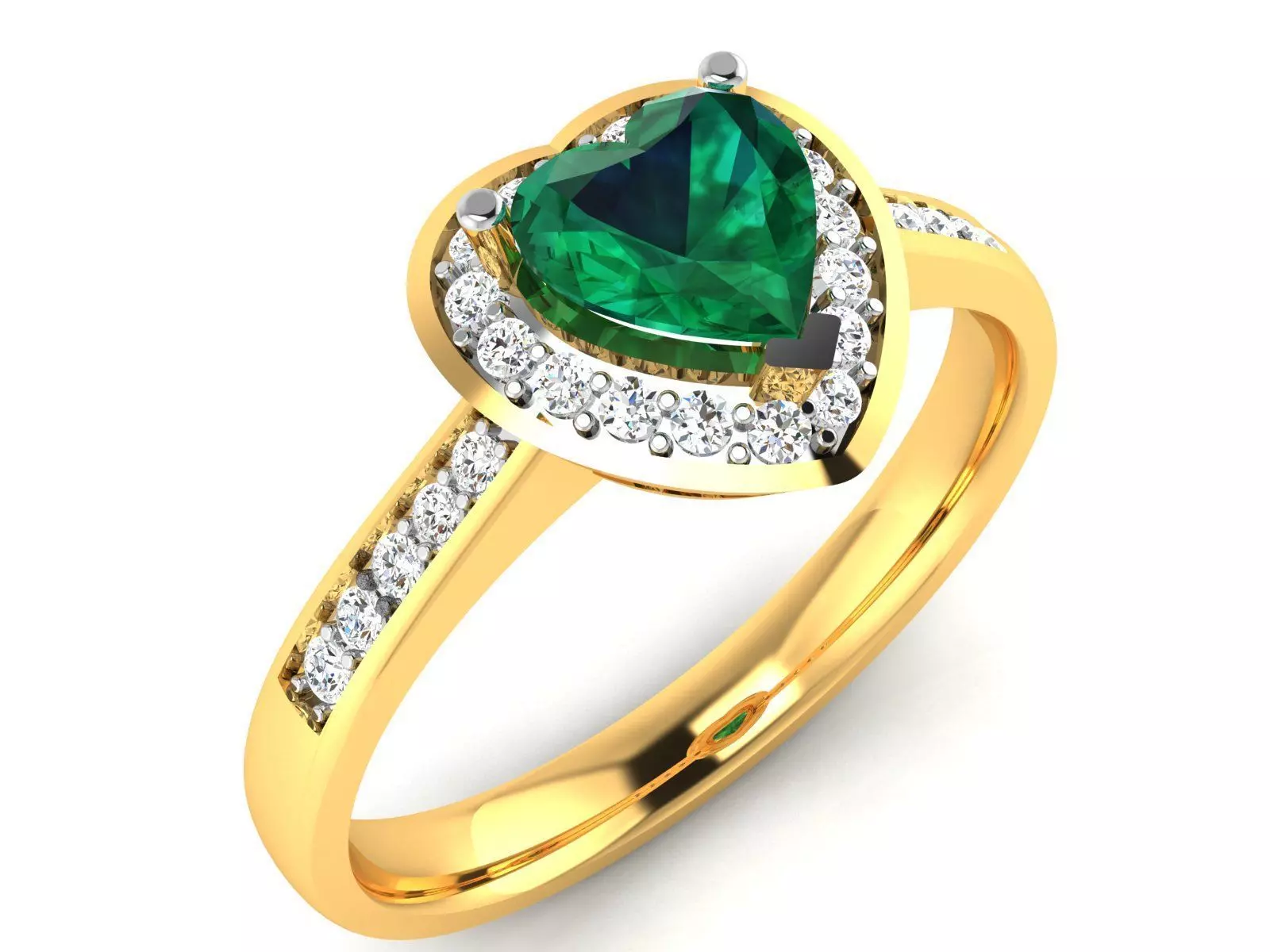 Solitaire Wedding Engagement Heart Rings 3D print model_0