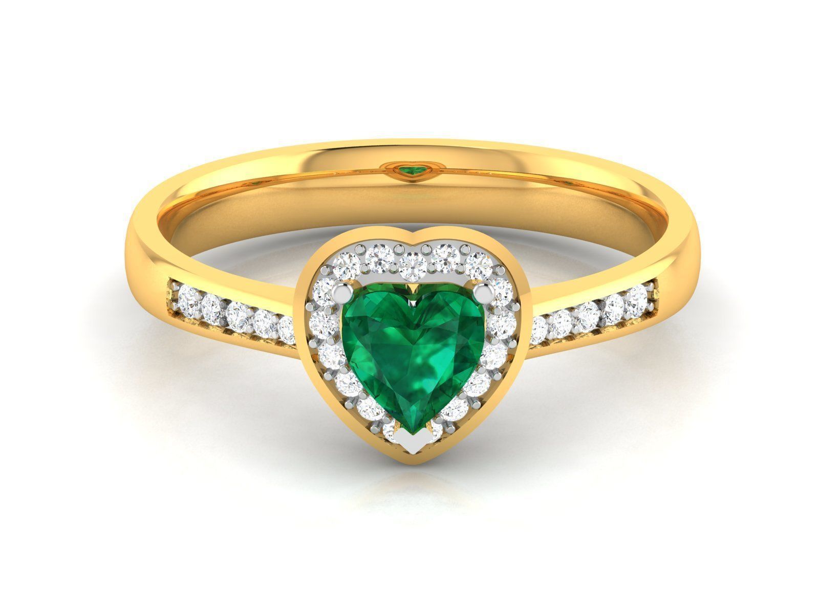 Solitaire Wedding Engagement Heart Rings 3D print model_4