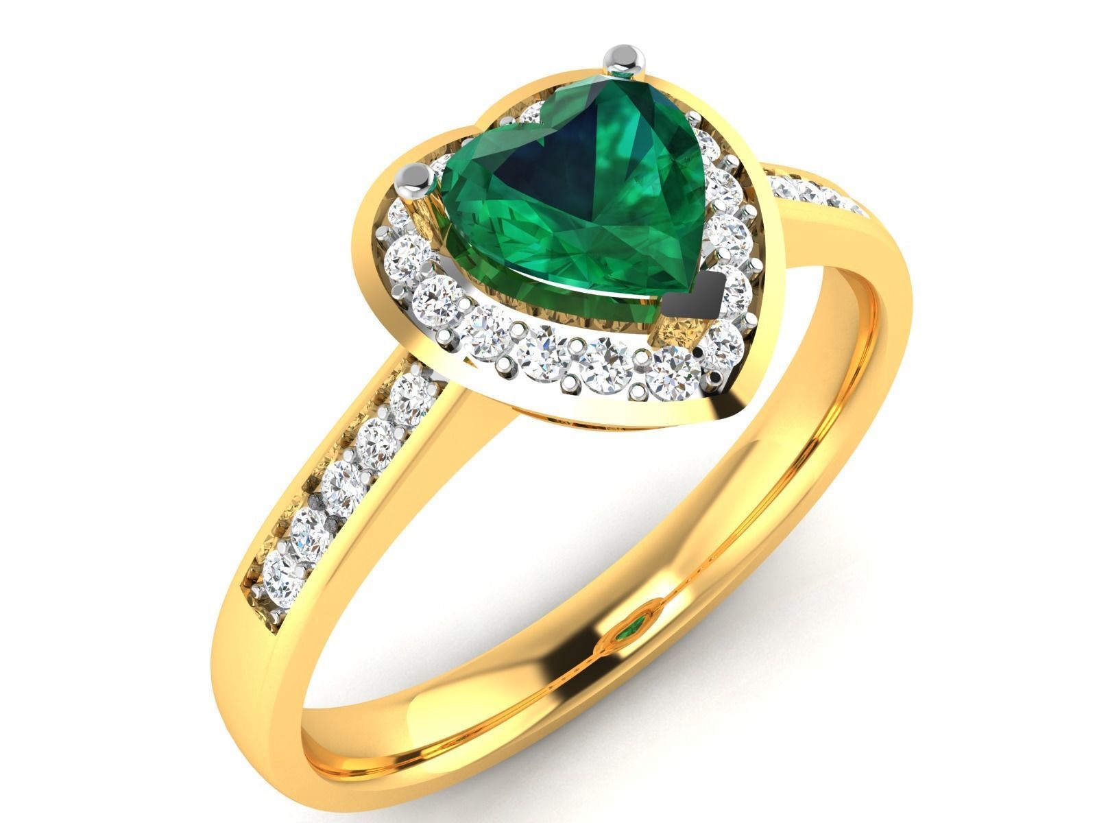 Solitaire Wedding Engagement Heart Rings 3D print model_1