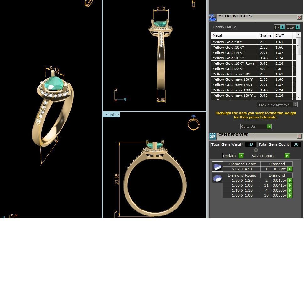 Solitaire Wedding Engagement Heart Rings 3D print model_12