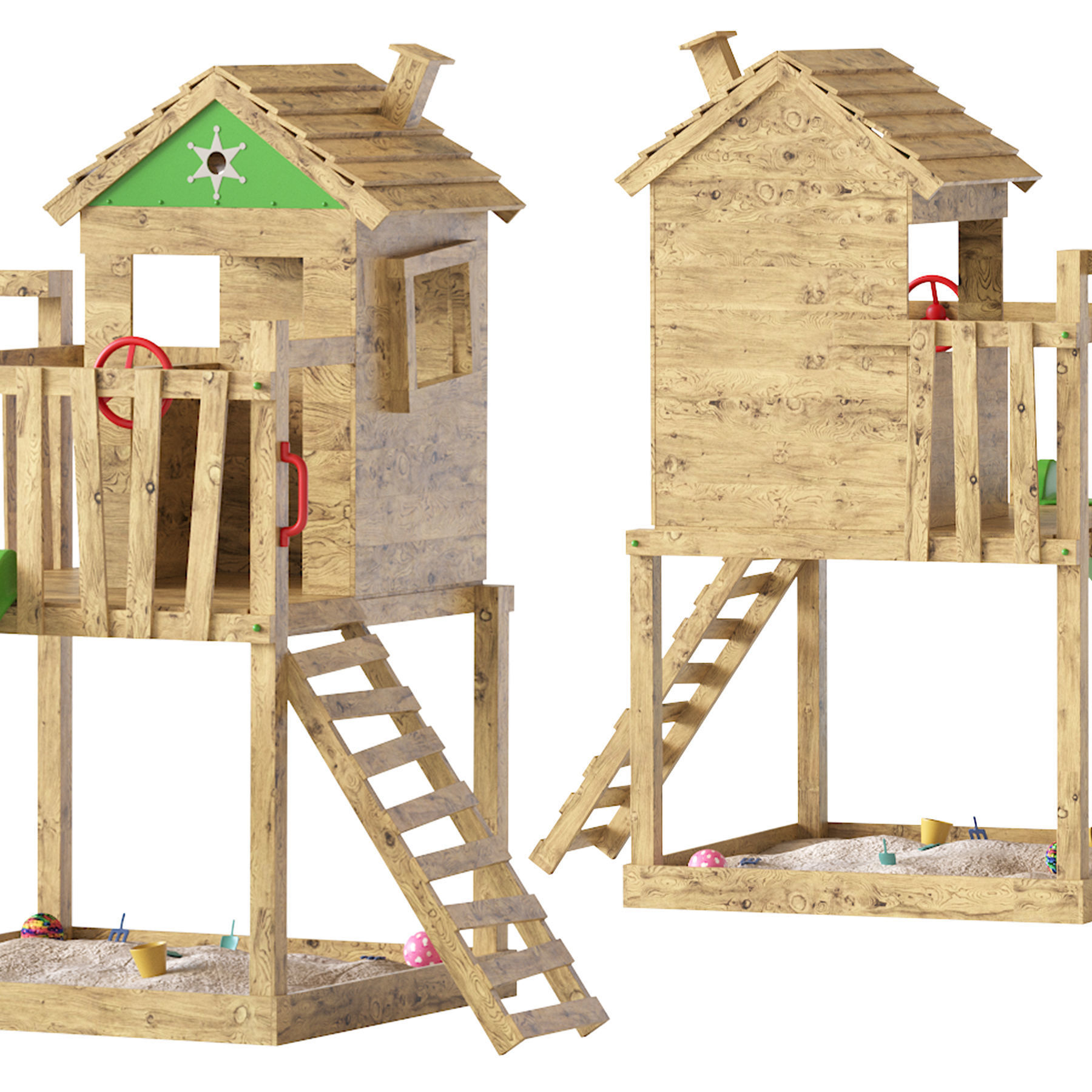 Garden Playhouse for Kids with Sandpit 3D model_4