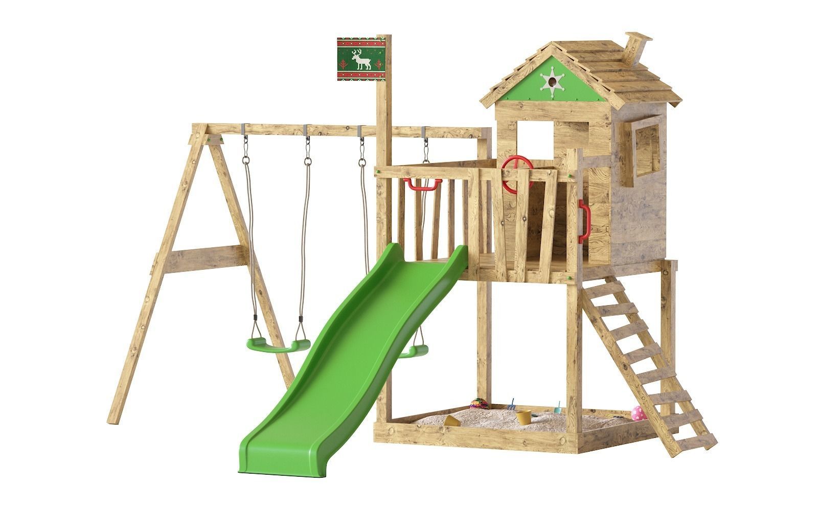 Garden Playhouse for Kids with Sandpit 3D model_6