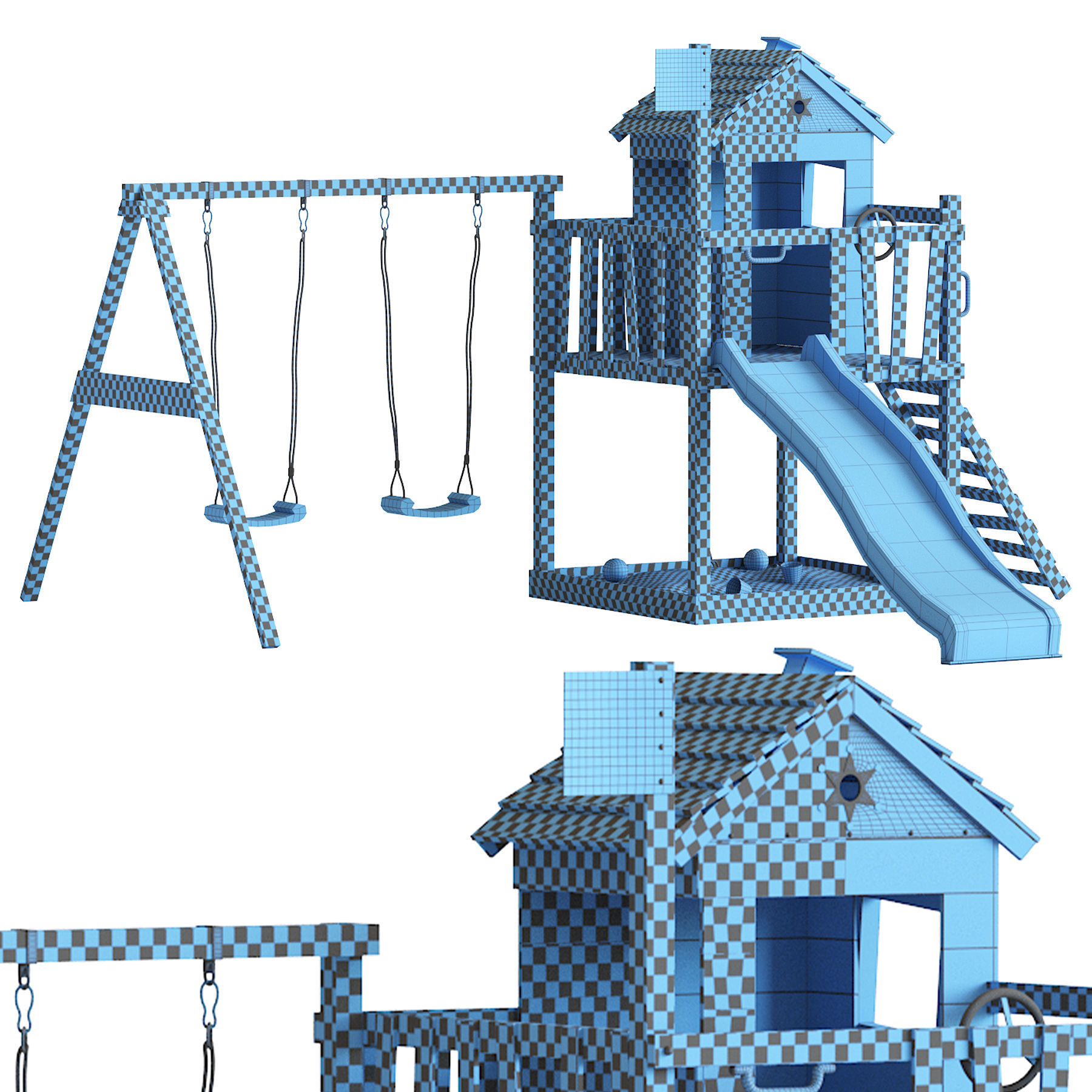 Garden Playhouse for Kids with Sandpit 3D model_5