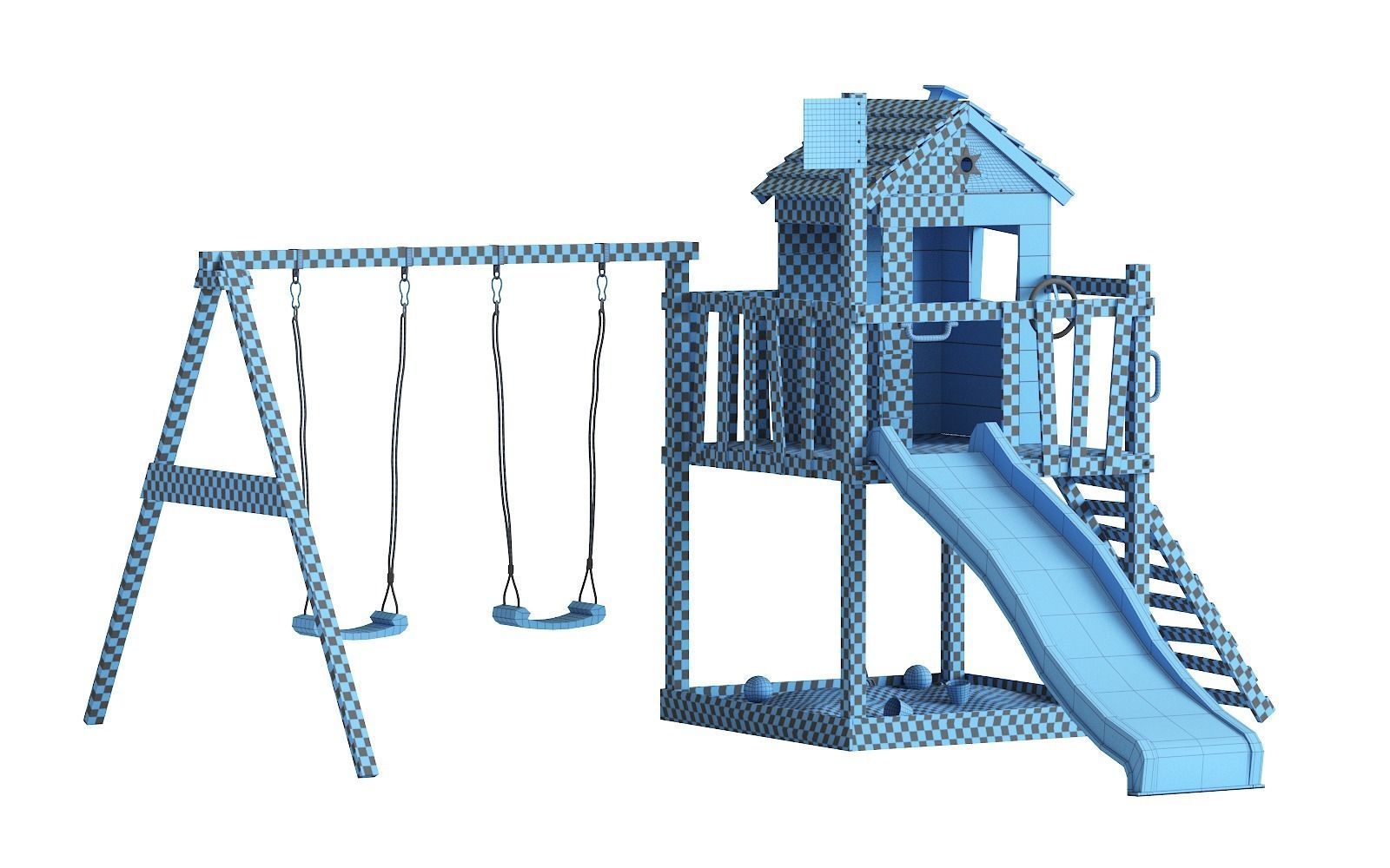 Garden Playhouse for Kids with Sandpit 3D model_8