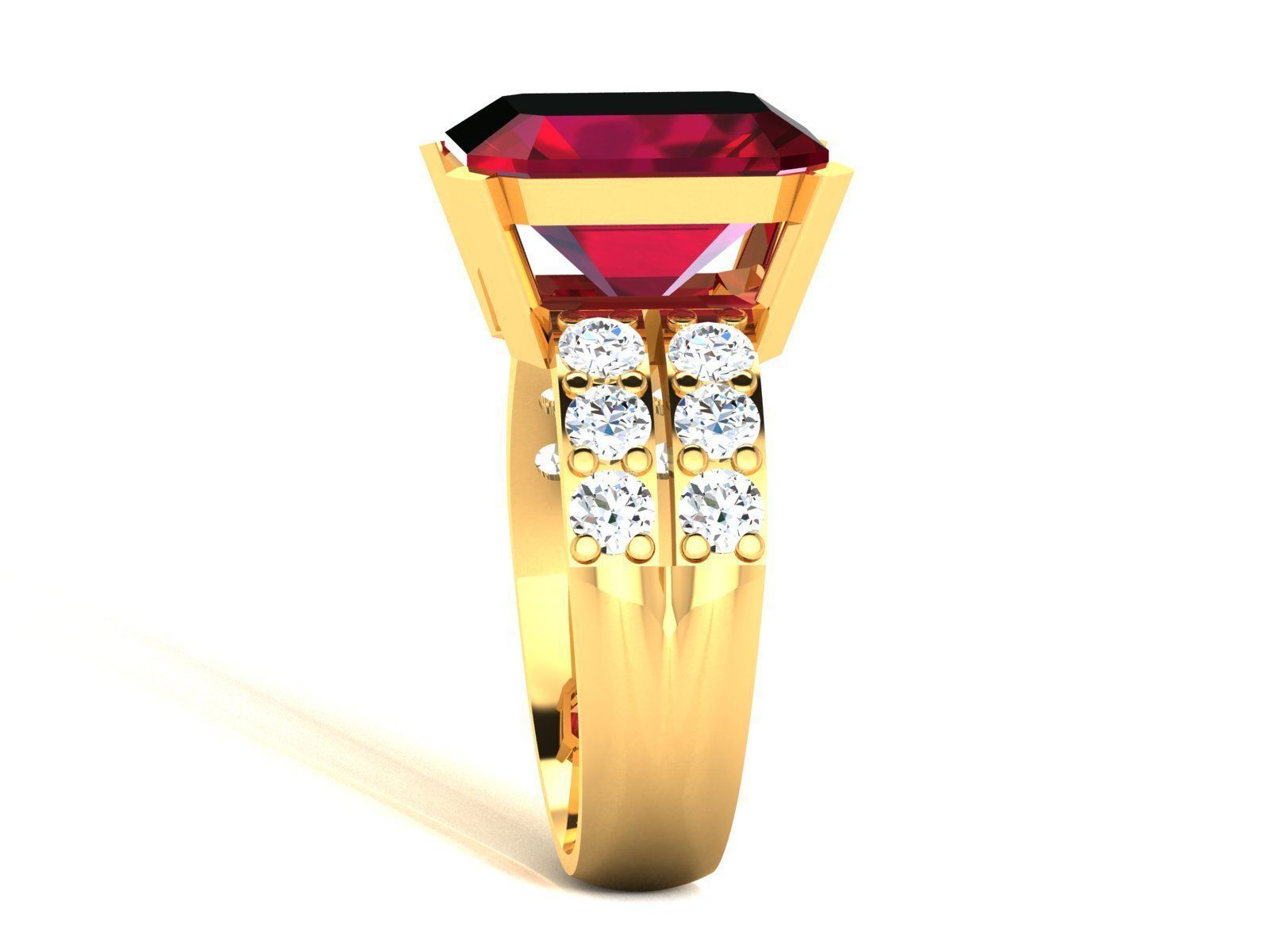 Solitaire Wedding Engagement Asscher Ring 3D print model_10