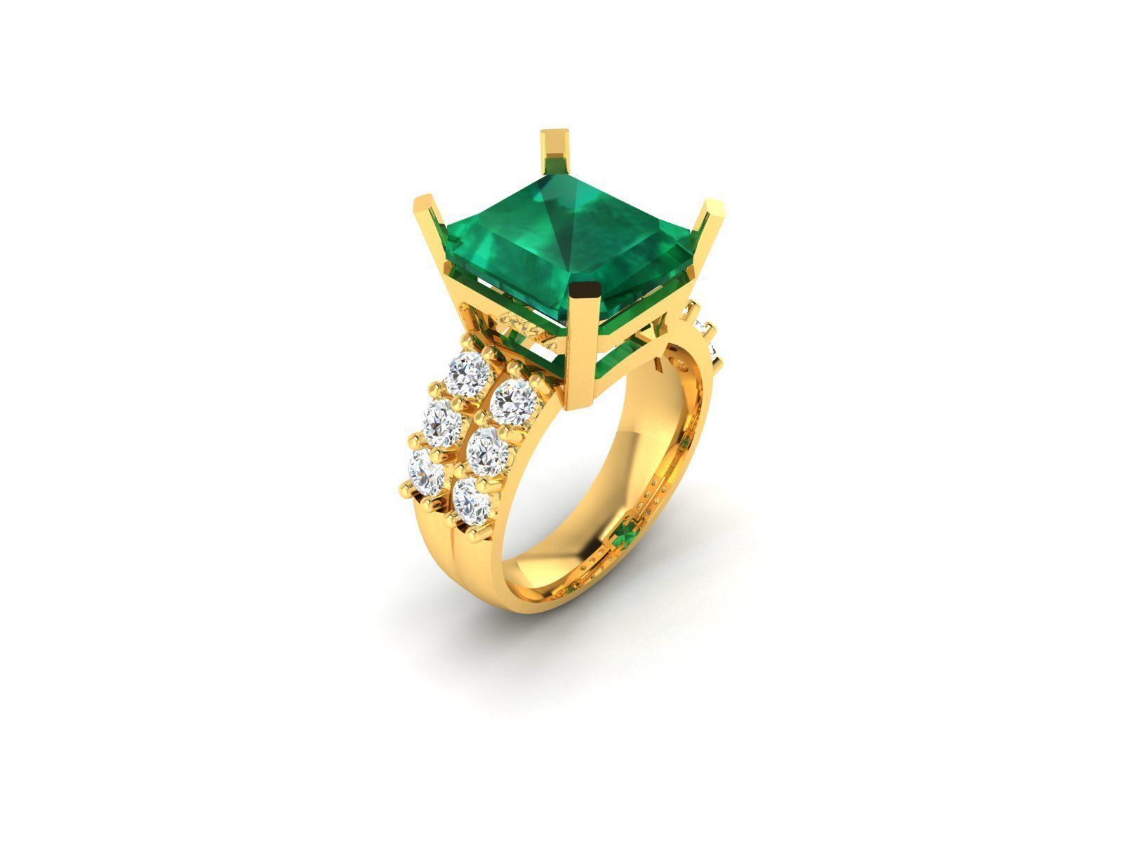 Solitaire Wedding Engagement Asscher Ring 3D print model_4