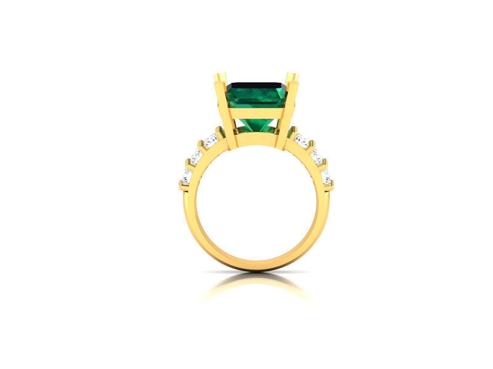 Solitaire Wedding Engagement Asscher Ring 3D print model_1