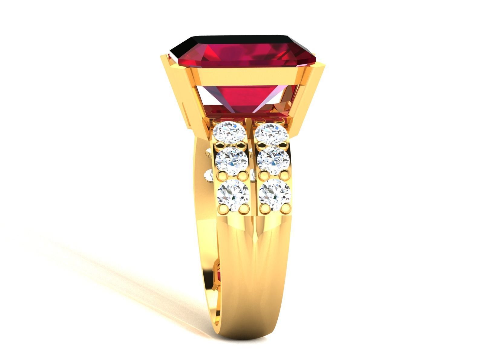 Solitaire Wedding Engagement Asscher Ring 3D print model_11