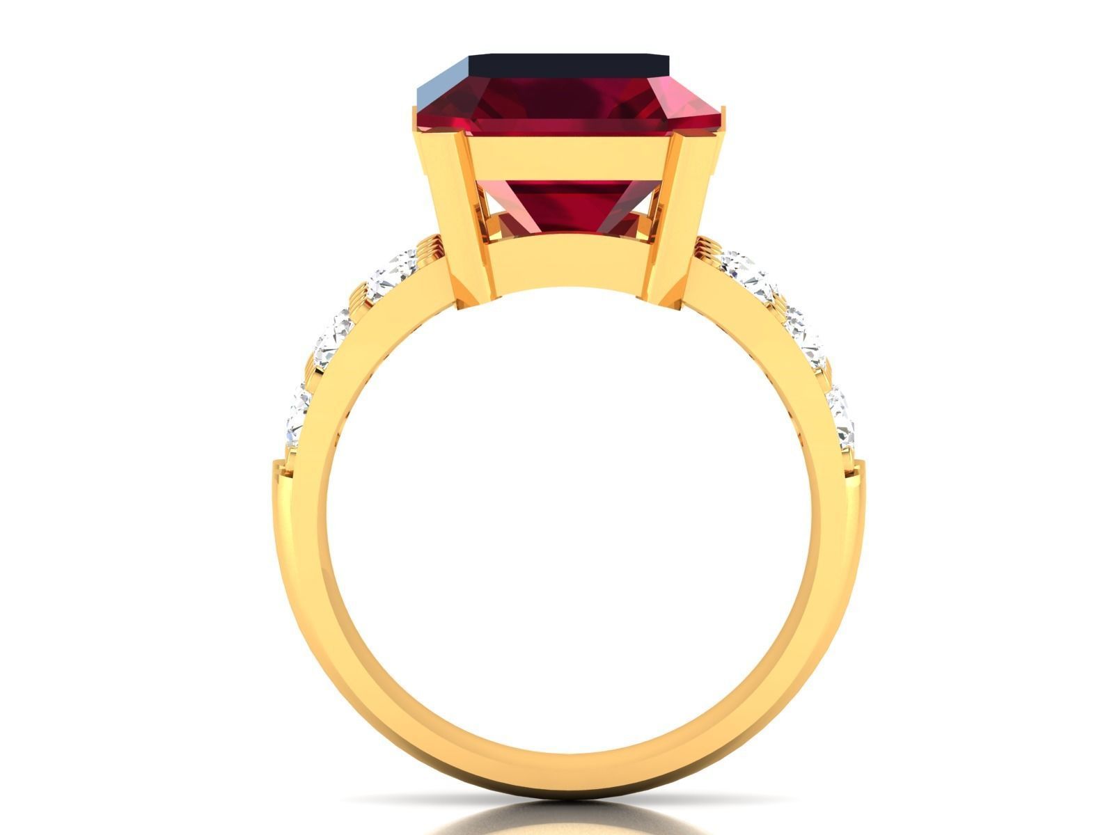 Solitaire Wedding Engagement Asscher Ring 3D print model_9