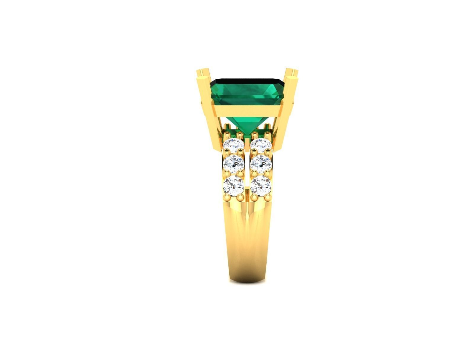 Solitaire Wedding Engagement Asscher Ring 3D print model_7