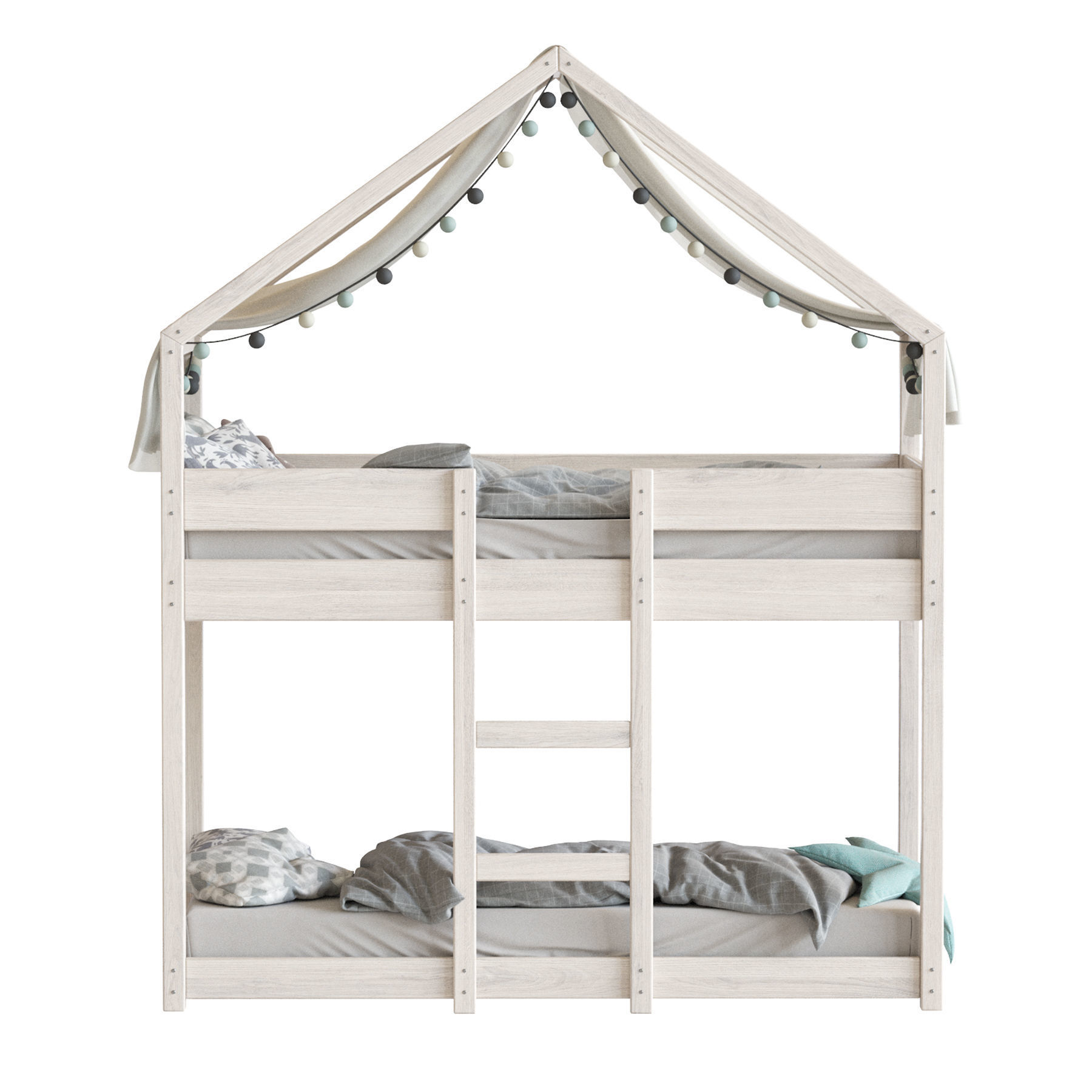 Sofie Bunk Bed House Cabin in White 3D model_2