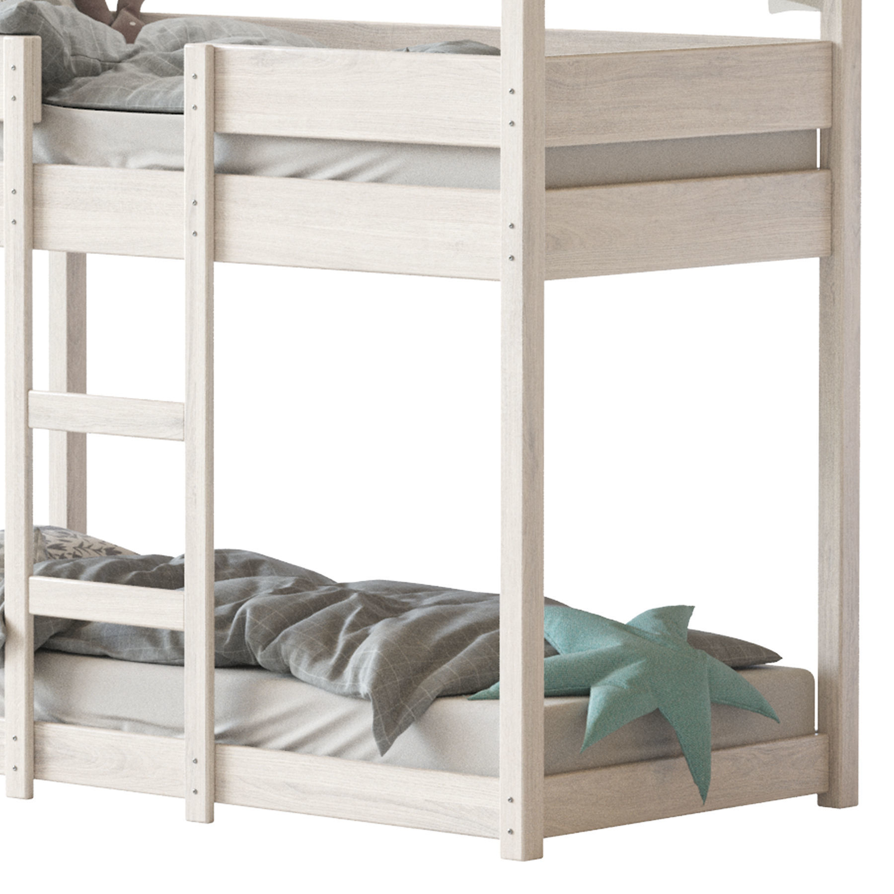 Sofie Bunk Bed House Cabin in White 3D model_3