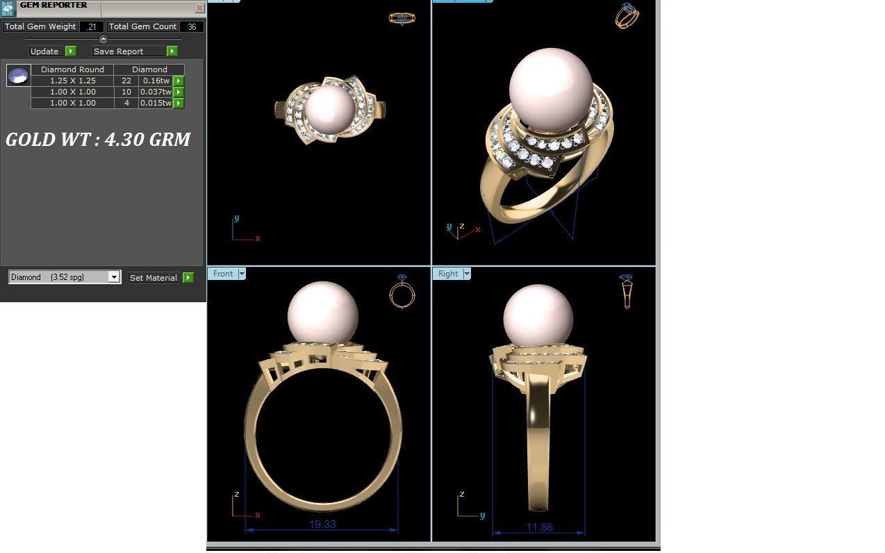 Solitaire Wedding Opal Stone Ring 3D print model_14