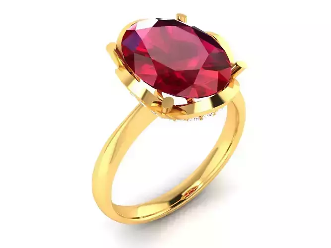 Solitaire Engagement Oval Ring 3D print model
