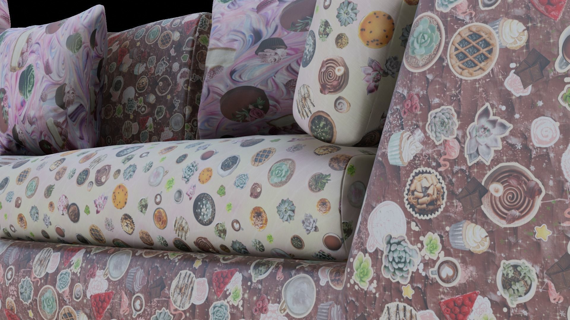 4 Automatic Fabric seamless bakery pbr material textures 3D model_1